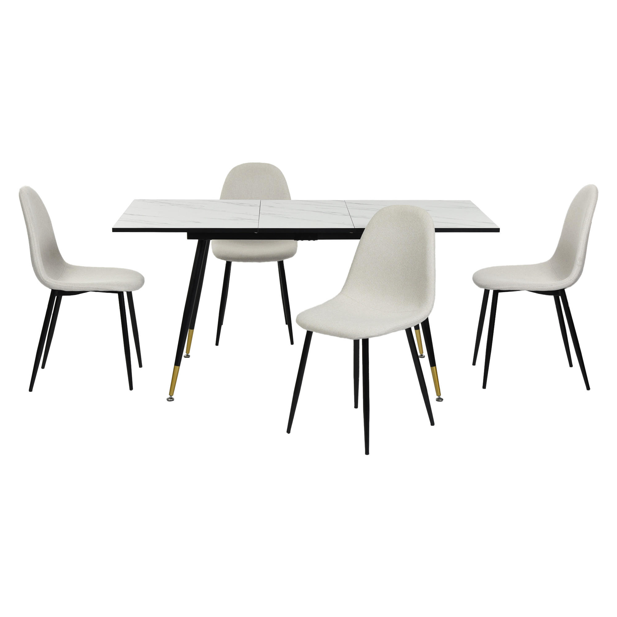 ESSZIMMER SET aus ausziehbarem Tisch und 4 Stühlen – Schwarz und Beige - Beige/Schwarz, Holzwerkstoff/Metall (80/75/160cm) - Urban Meuble