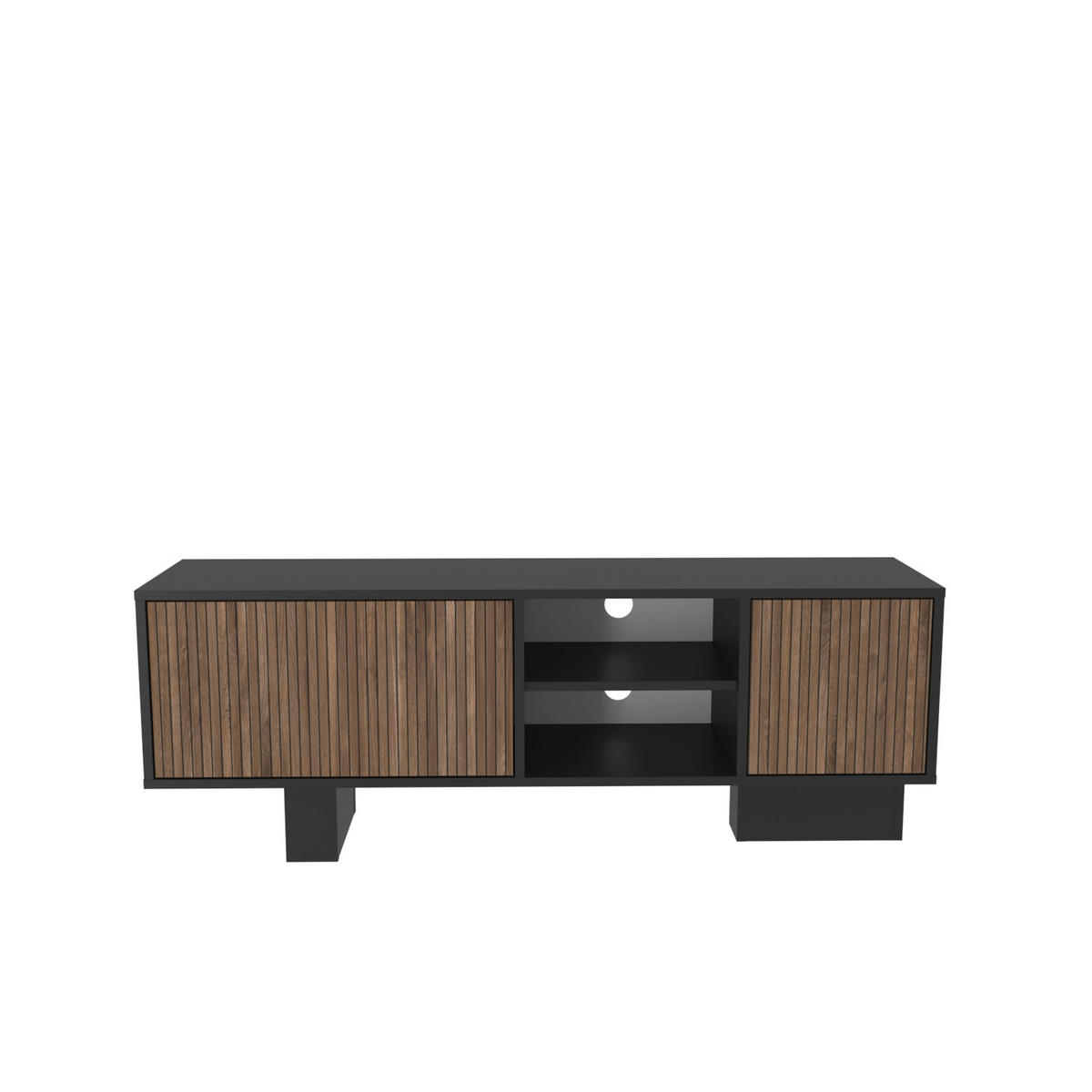 TV-LOWBOARD Monaco - Schwarz/Braun, Holzwerkstoff (150/54/35cm) - Decorotika