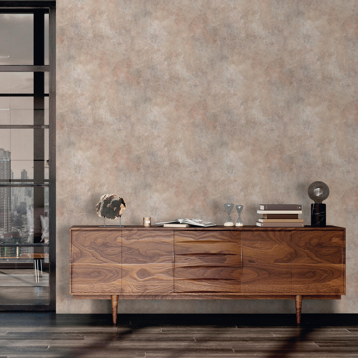 TAPETE Beton-Optik 53 cm x 10 m - Terracotta, Papier (53/1000cm) - Sanders & Sanders
