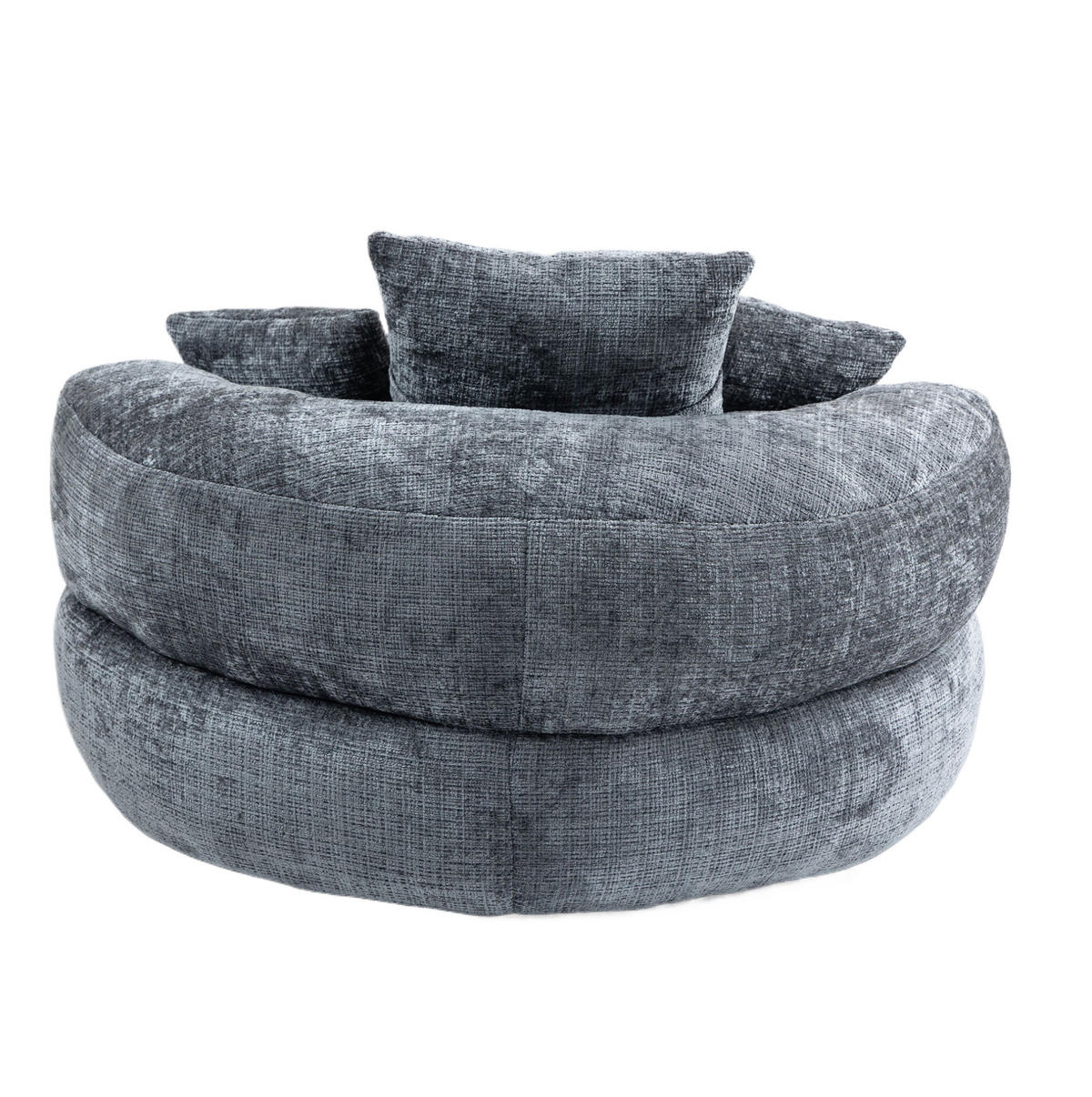 SITZSACK-SESSEL aus Chenille 108x108x52 cm Grau mit Armlehnen und hoher Rückenlehne, weich und komfortabel - Grau, Textil (108/52/108cm) - Modfu