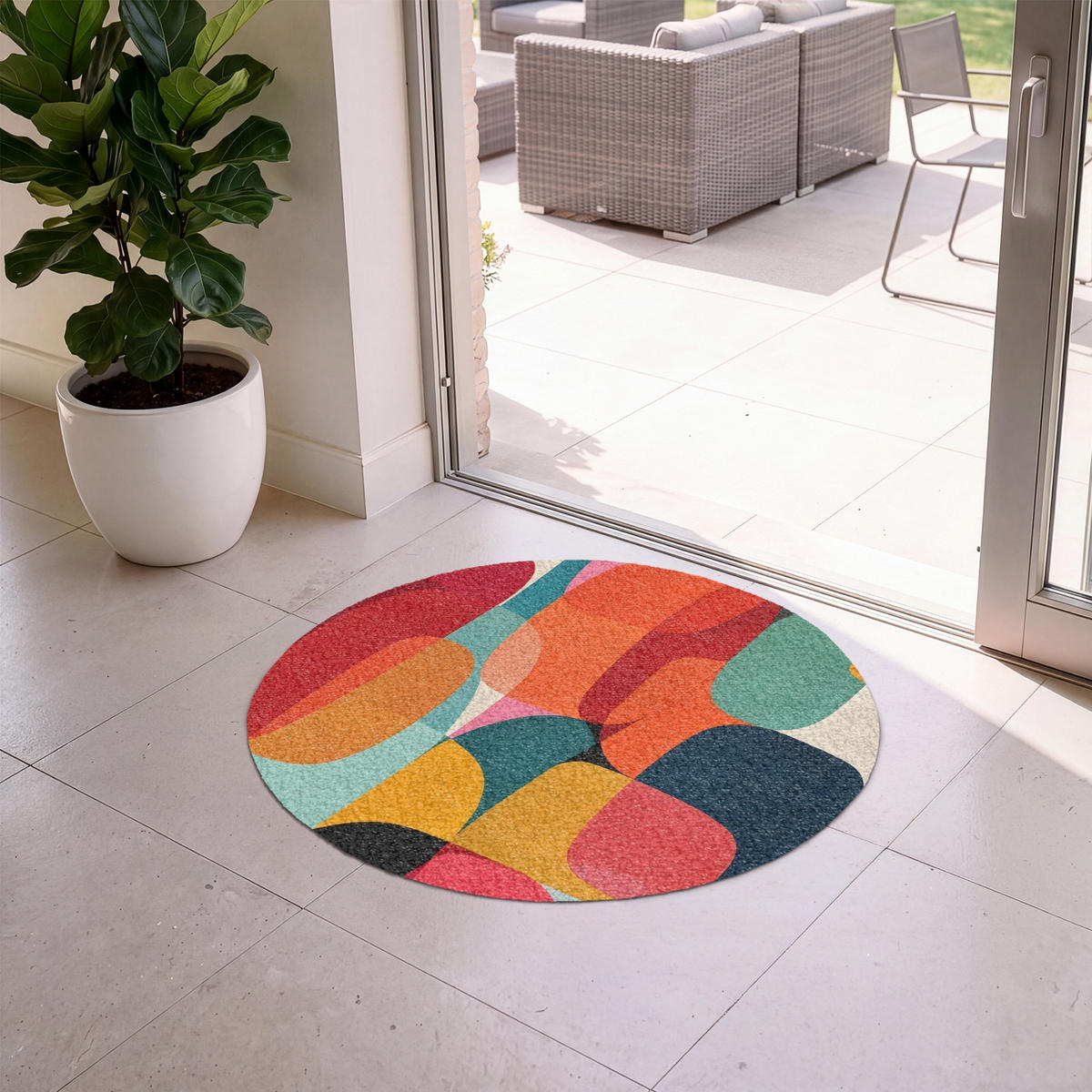 ROHOŽKA Tvary - barevné - abstraktní - letadla 90x90 cm - různobarevná, textil/umělá hmota (90/0.4cm) - MuchoWow
