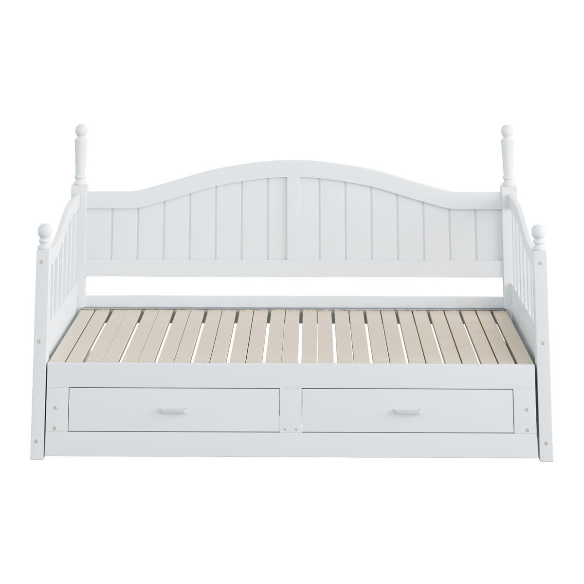 SCHLAFSOFA 90/190 cm ausziehbar zum 180/190 cm Bett mit 2 Schubladen und Lattenrost, Weiß - Weiß, Holzwerkstoff (97/95/197cm) - Redom