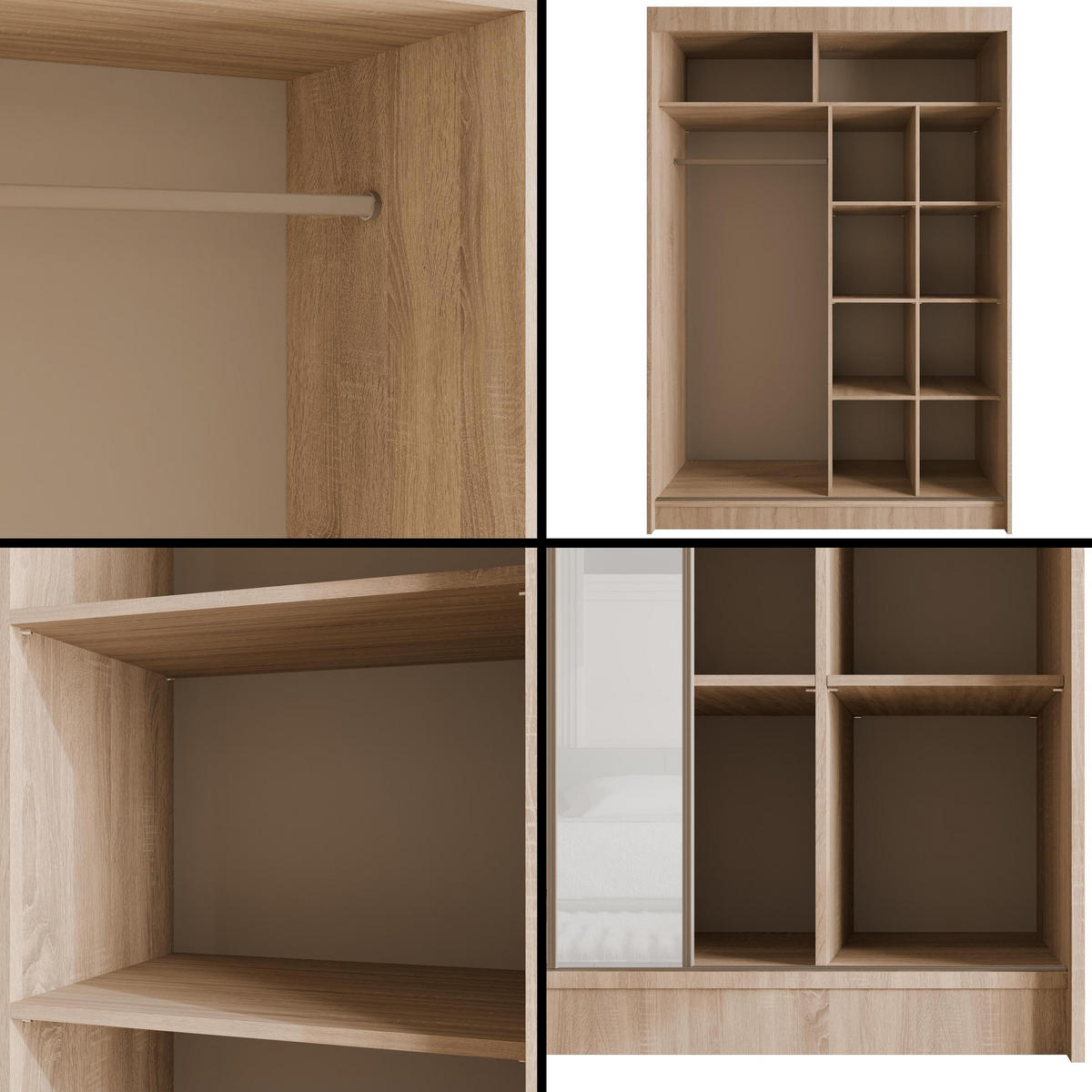 KLEIDERSCHRANK VESLI - 150 cm - Sonoma Eiche|Weiß - Weiß/Sonoma Eiche, Holzwerkstoff (150/215/61cm) - ALTDECOR