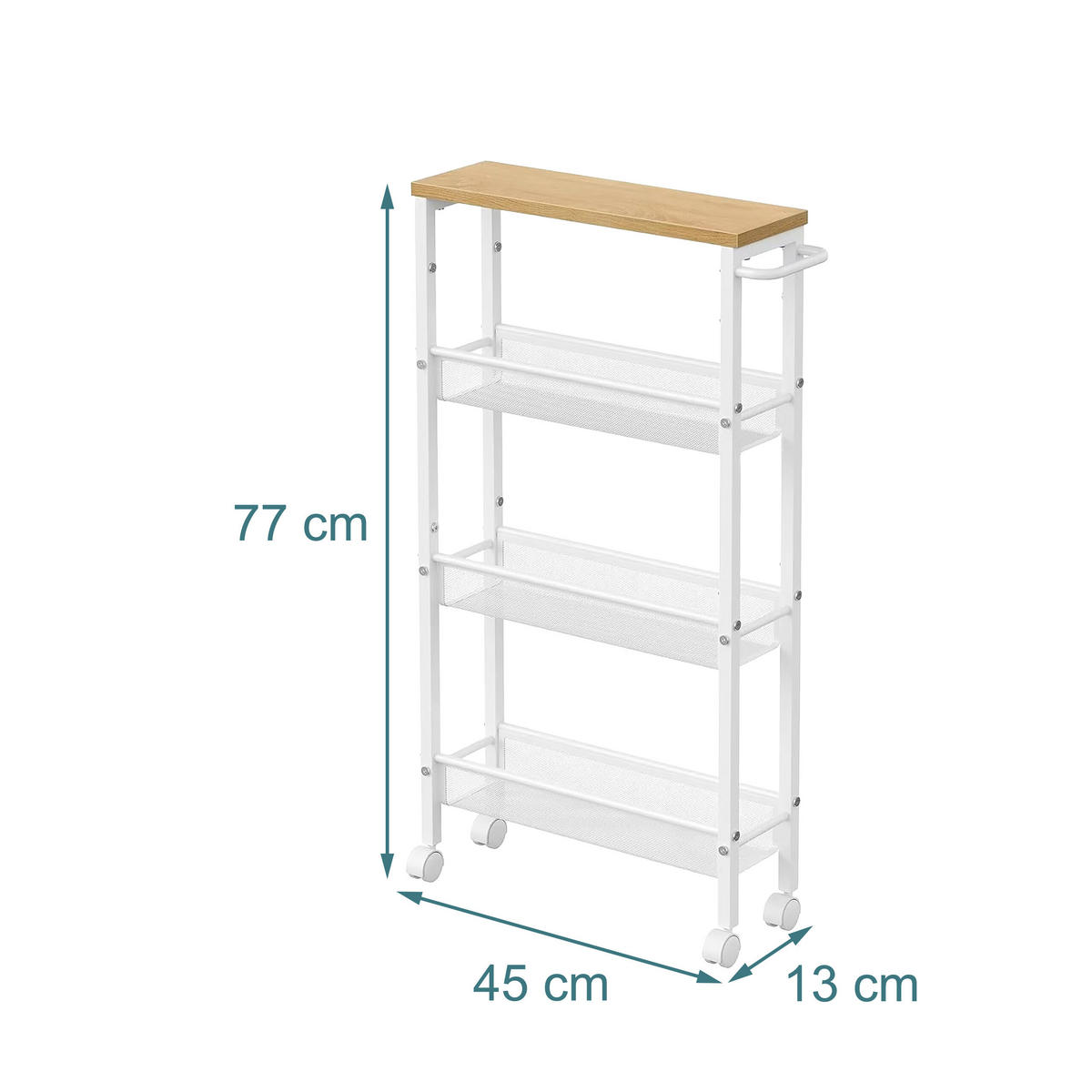 NISCHENWAGEN - Weiß, Holzwerkstoff/Metall (13/77/45cm) - Relaxdays