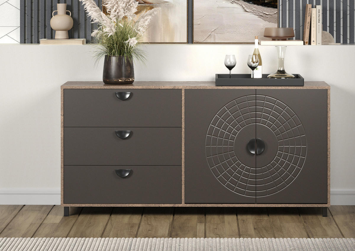 SIDEBOARD Bronze und Rostoptik 176 cm, Kommode mit Soft-Close - Rostfarben/Schwarz, Holzwerkstoff/Metall (176/86/42cm) - Top.Furn
