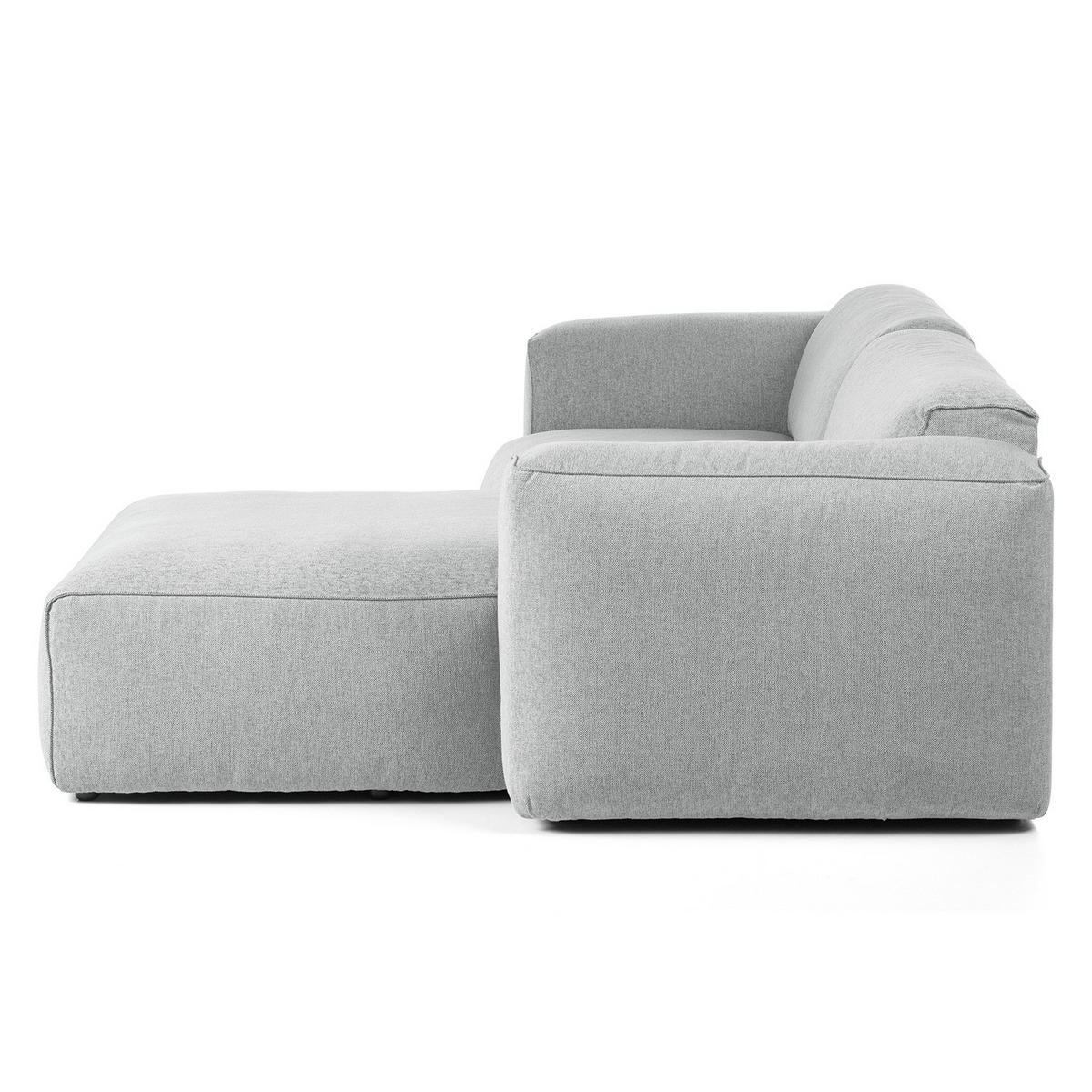 1,5-SITZER ECKSOFA mit Longchair - Hellgrau/Schwarz, Kunststoff/Textil (260/173cm) - home24