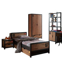 KINDERZIMMER Set komplett Kameko 8 Massivholz+MDF Schwarz/Cognac - Cognac/Schwarz, Holz (280/1/180cm) - 58aufmkessel