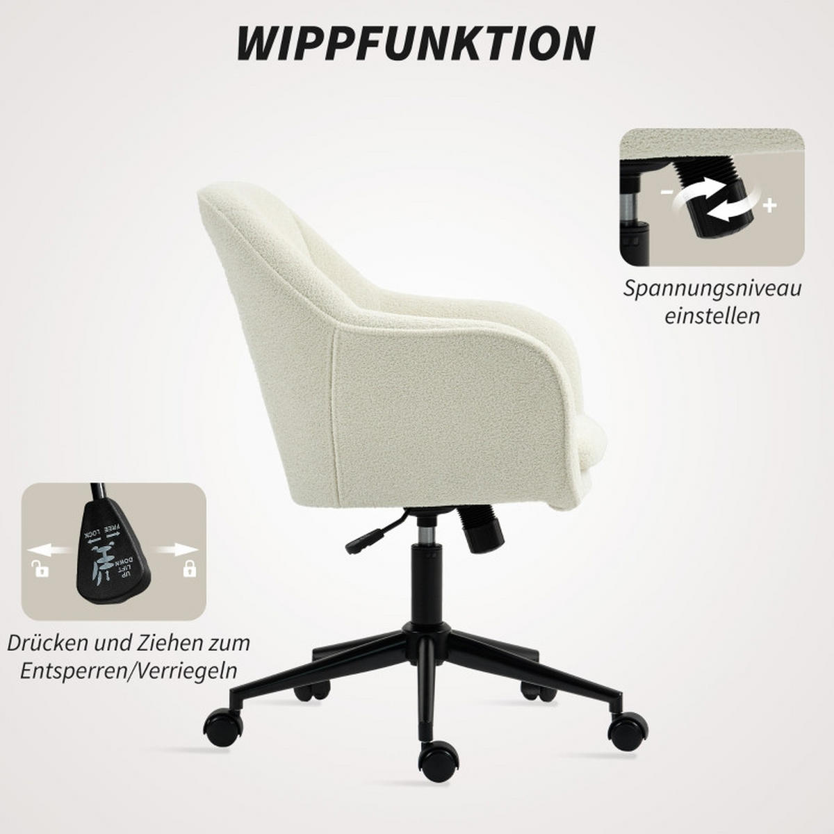 SNURRSTOLAR med sammetsryggstöd, beige - Beige, Metall (60/94/63cm) - SHOPENTRA