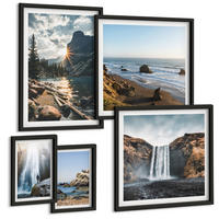 BILDER SET 5er Set - 50x50 cm & 20x30 cm & 40x60 cm Schwarzer Rahmen - Zitronengarten mit Getränken - Schwarz, Kunststoff (40/60cm) - TULUP