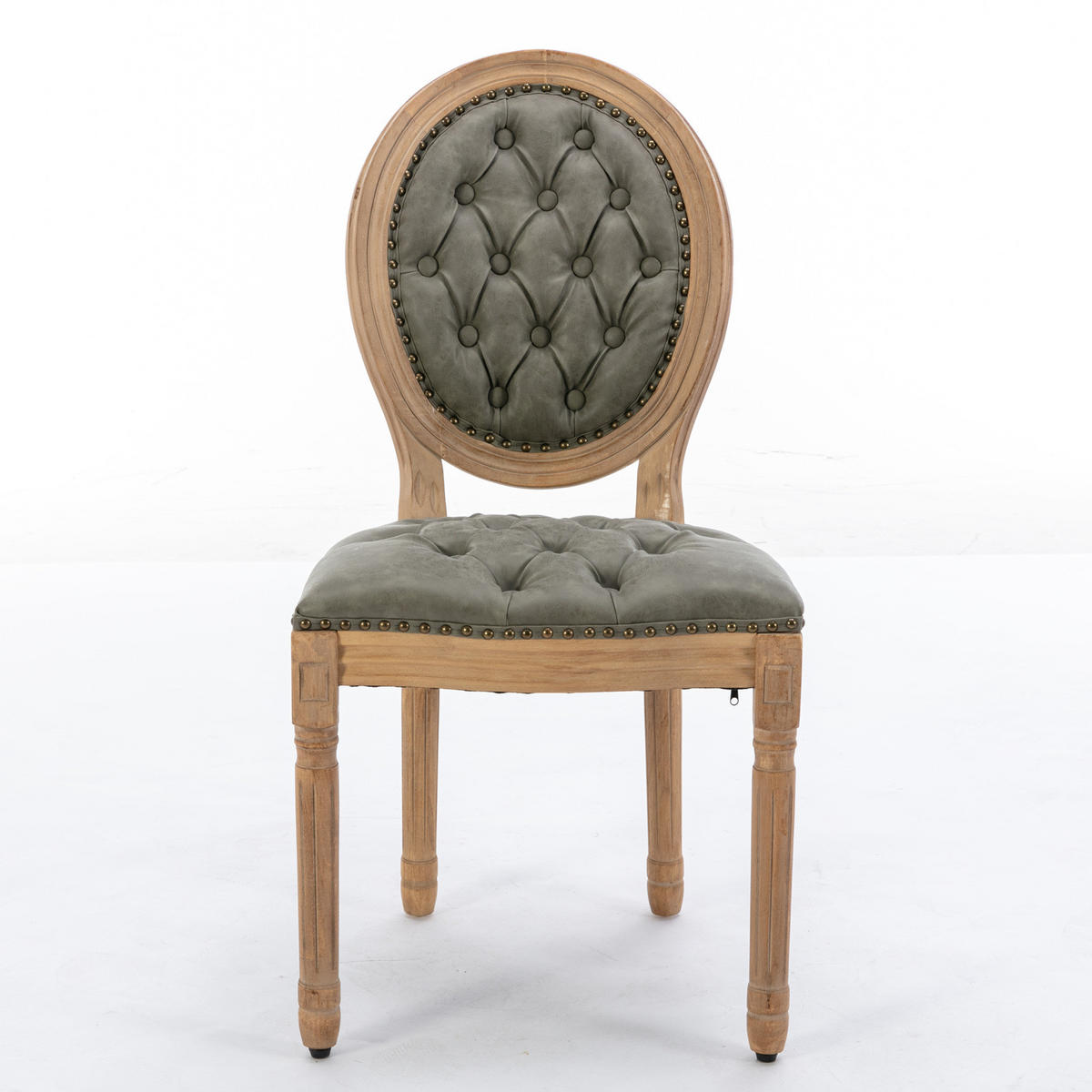 STUHL-SET DE-36374 2 Stück mit Vintage-PU-Lederbezug Olivgrün - Olivgrün, Holz (49/95/59.5cm) - ComfortXL