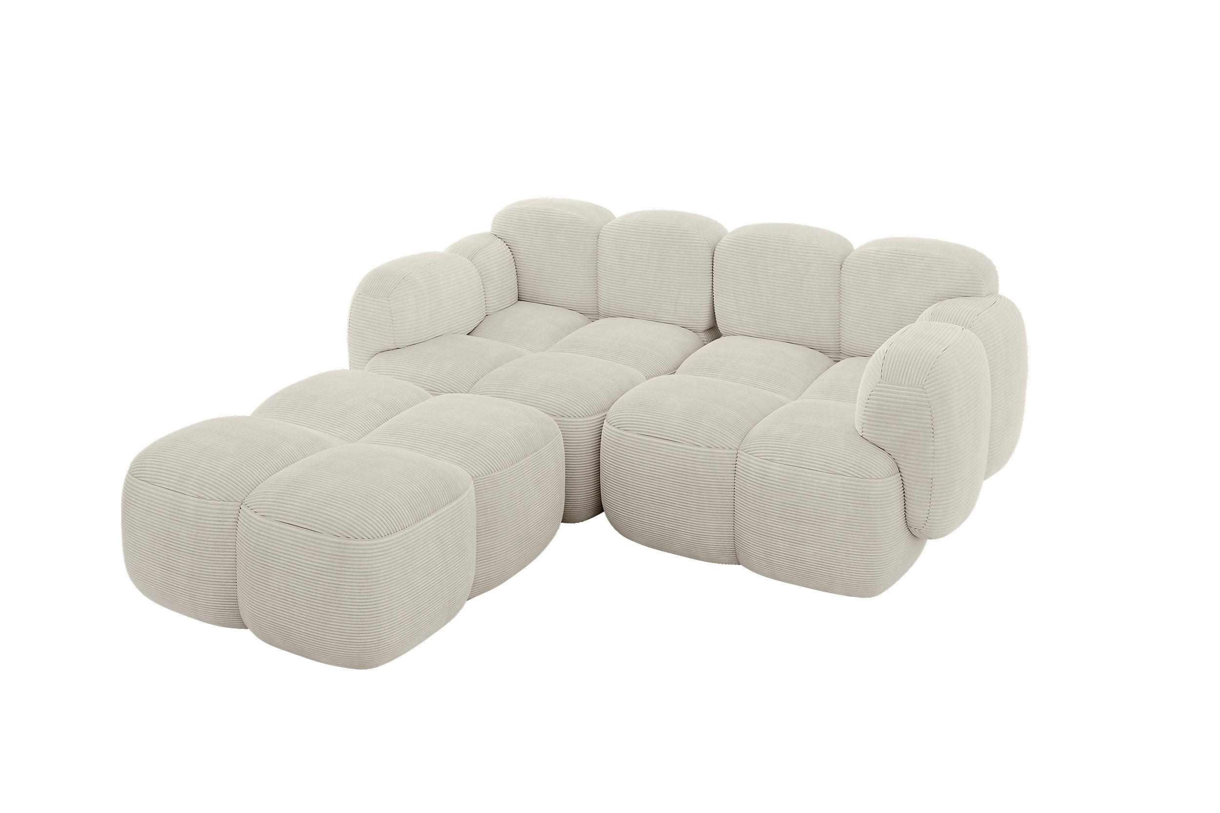 ECKSOFA modulares Sofa Links Miko-L1 214x205x75 Creme Cord - Schwarz/Mokka, Holzwerkstoff/Kunststoff (214/205cm) - ALTDECOR
