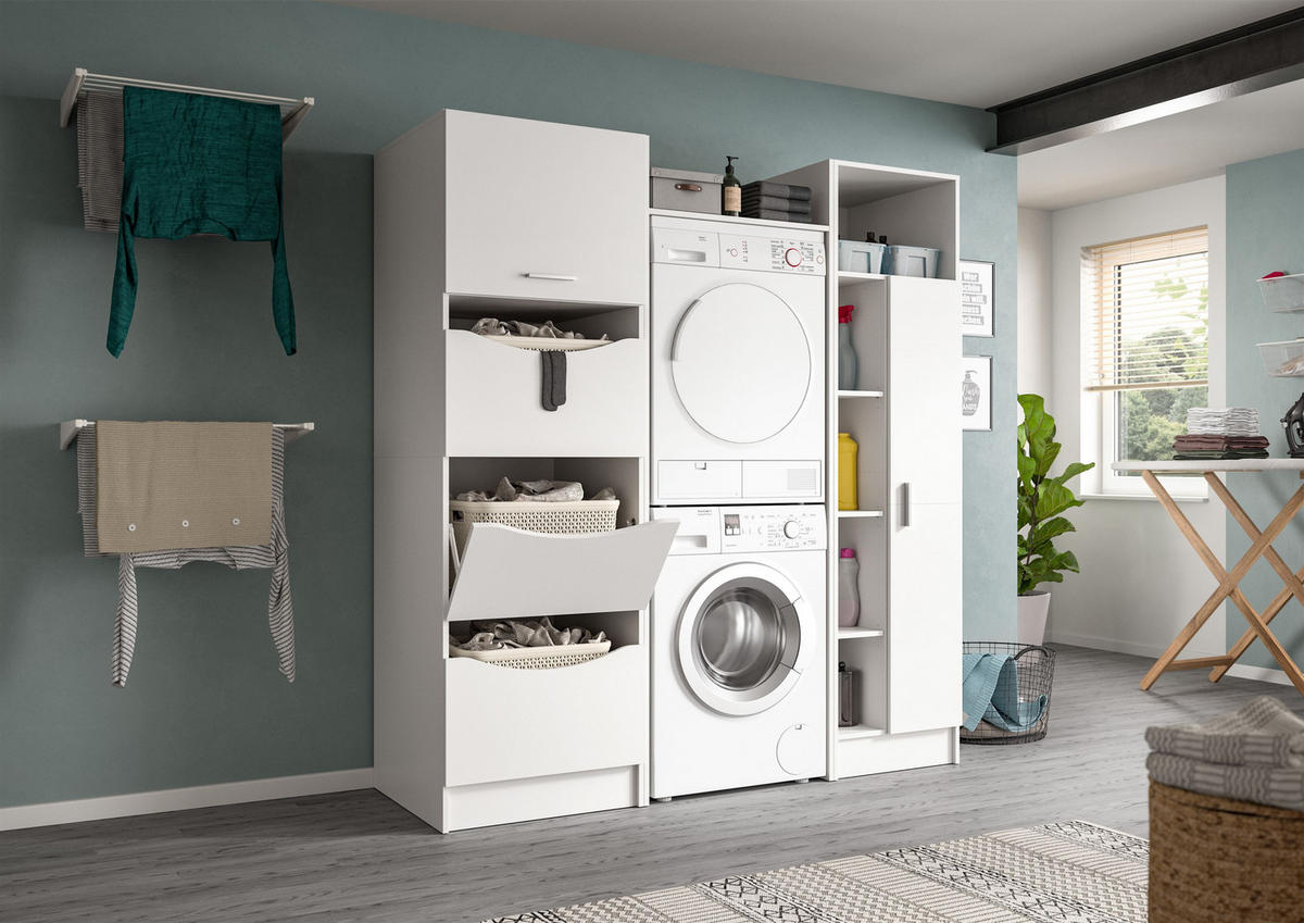 WASCHMASCHINENSCHRANK Mixx (B/H/T: ca. 66/195/66 cm) in Weiß/weiß - Weiß, Holzwerkstoff (66/195/66cm)