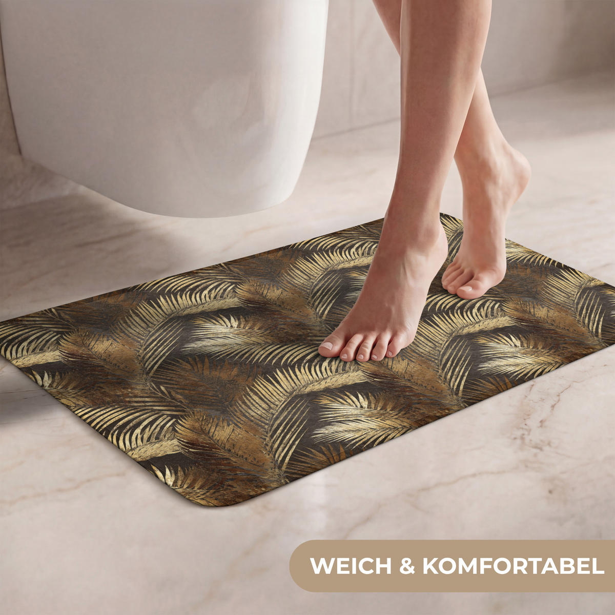 WC PŘEDLOŽKA Tropical - Listy - zlaté 60x40 cm - zlatá, textil/plast (60/1cm) - OnlyWow