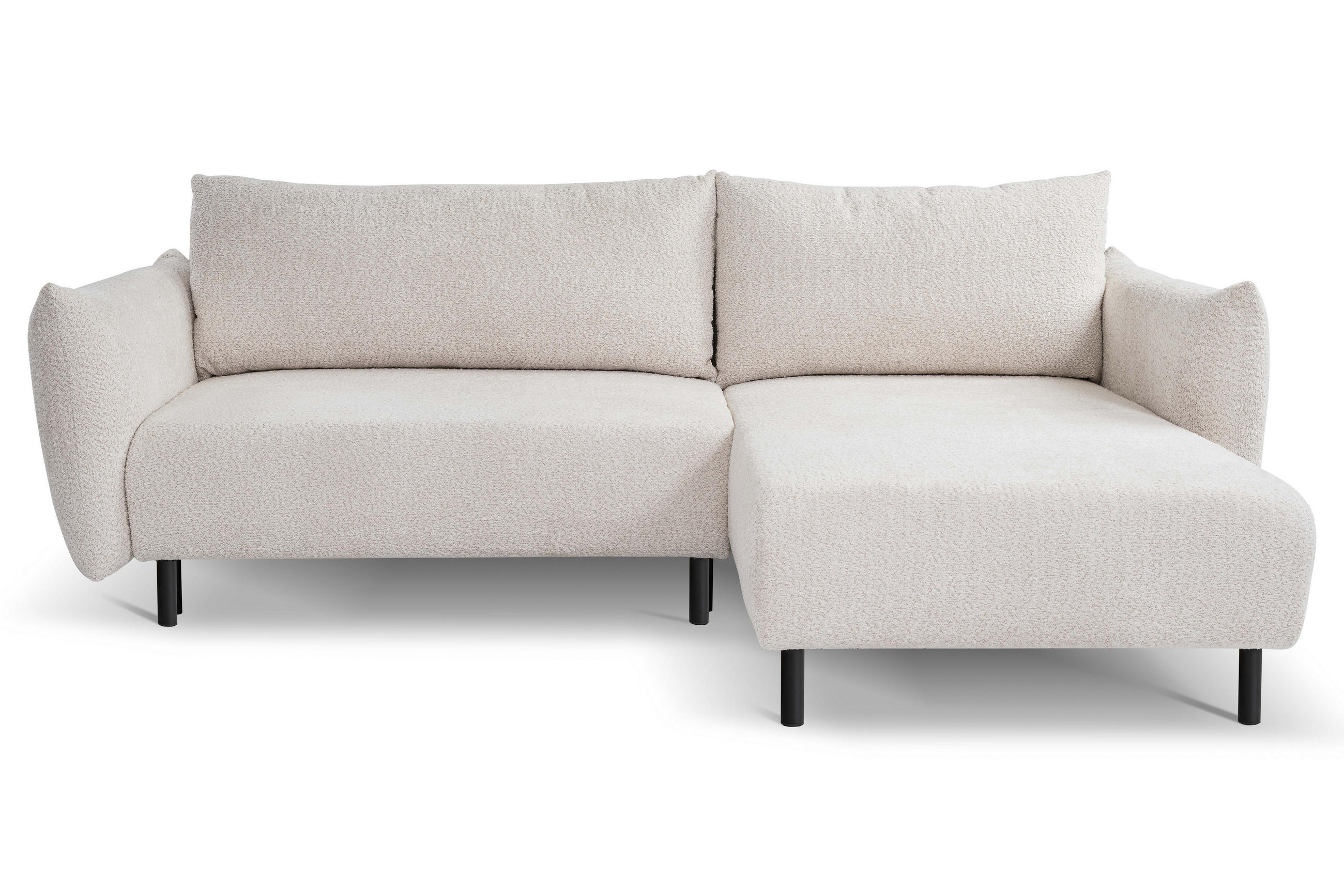 ECKSOFA ADEL mit Schlaffunktion und Bettkasten, L-förm, Metallbeine, verstellbar lose Rückenkissen, freistehend, RECHTS, 257x171x90 cm, Cream - Creme, Holz/Textil (257/171cm) - DomoHome