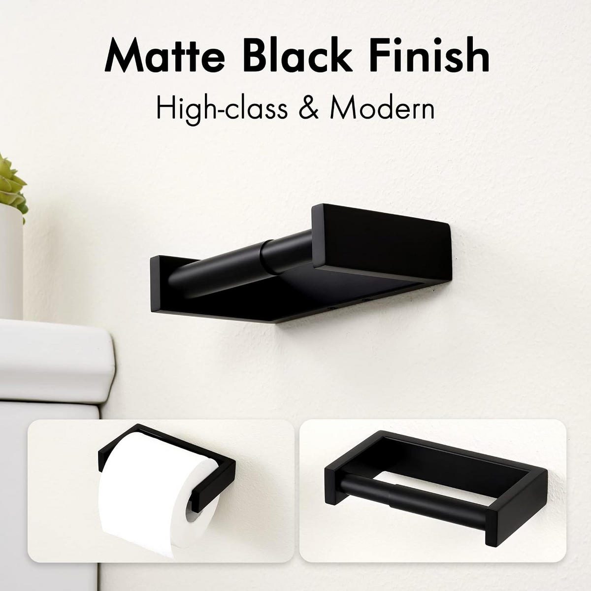TOILETTENPAPIERHALTER, Toilettenpapierhalte - Schwarz, Metall (8.1/3/14.5cm) - BELZ