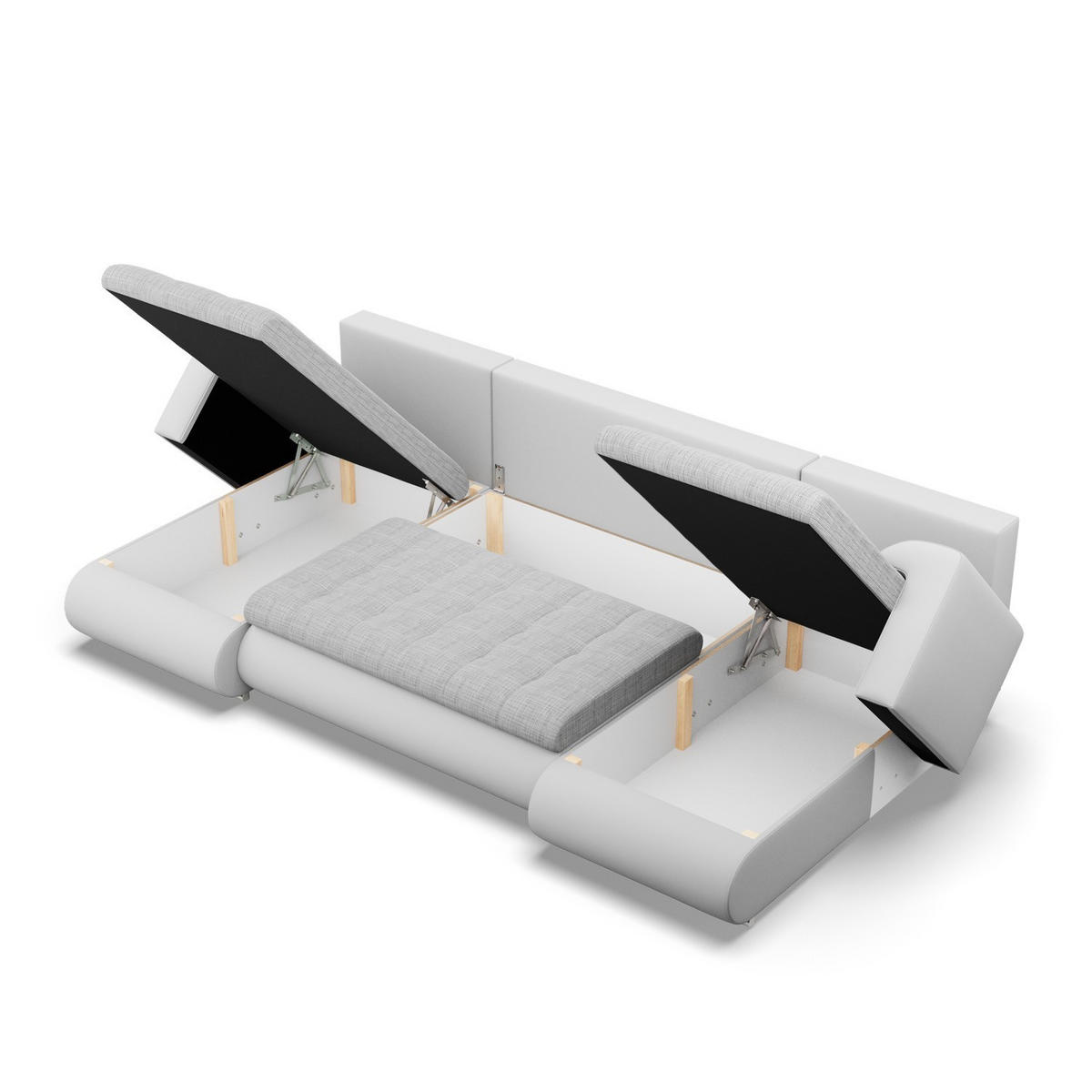 U-SOFA MIT SCHLAFFUNKTION FORESTA, Grau + Grau - Hellgrau/Grau, Textil (302/89/159cm)