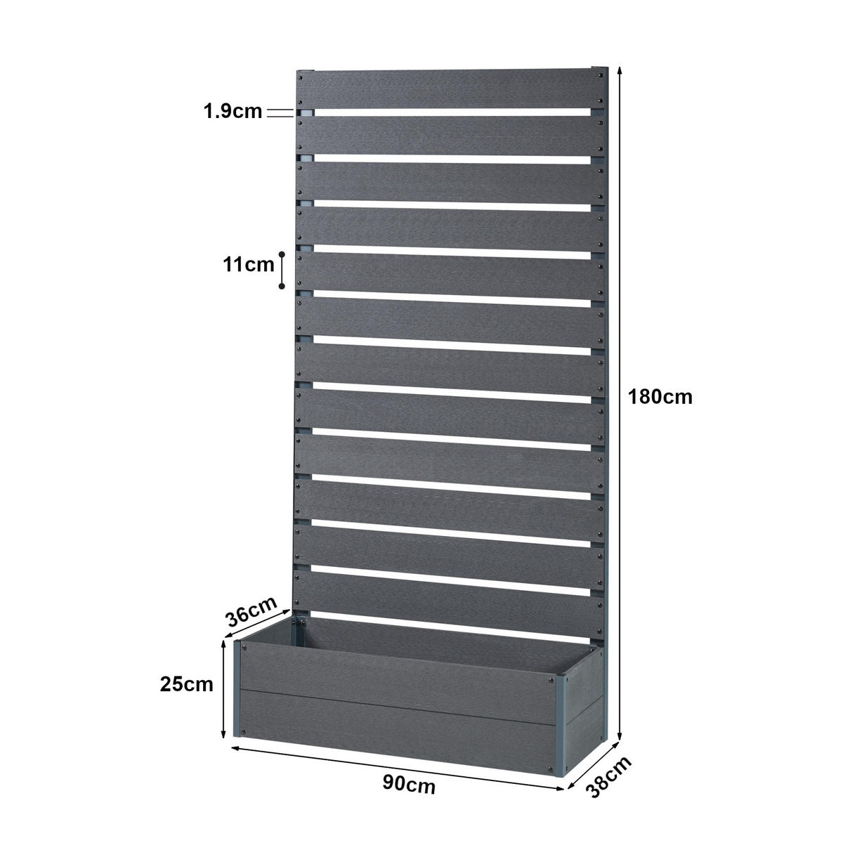 BLUMENKASTEN Heerde - Grau, Kunststoff (90/180/38cm) - [en.casa]