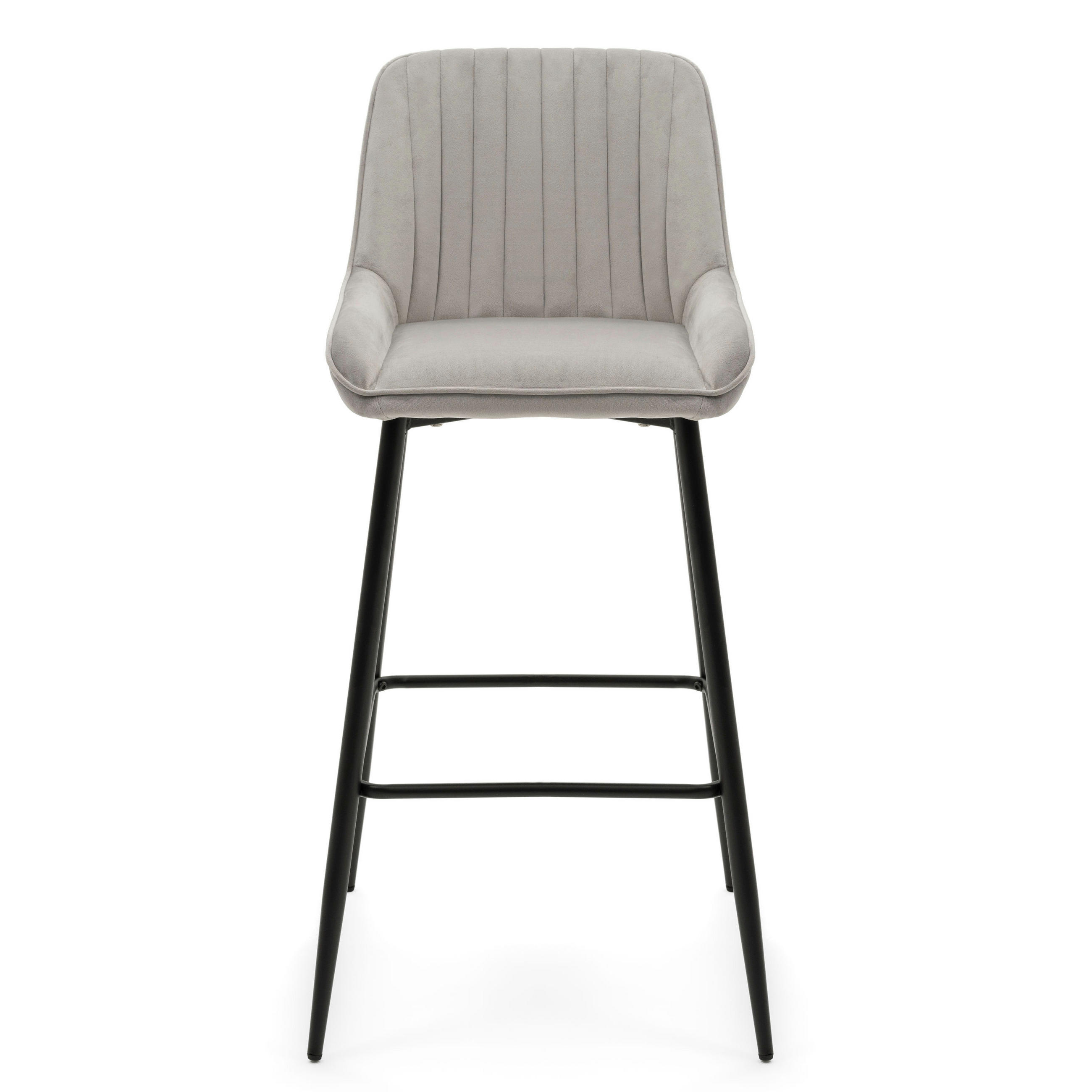 BARHOCKER PASSO gepolstert mit Steppung - hellgrau - Samt Velours - Hellgrau/Schwarz, Metall (50/102/55cm) - NEW HOME