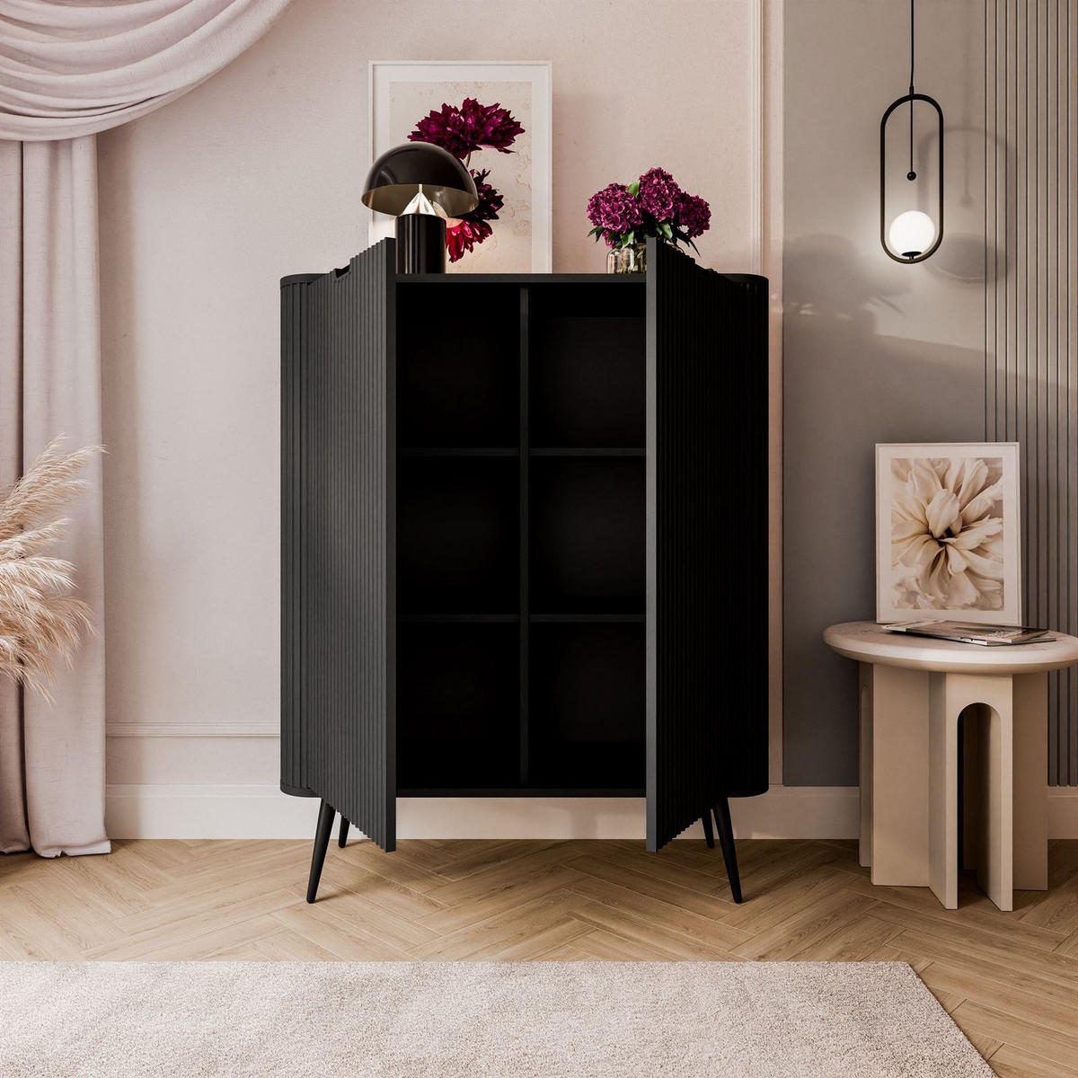 KOMMODE ZAIRA K103 zweitürig Schwarz - Schwarz, Holzwerkstoff (103/129/39cm) - Lookway