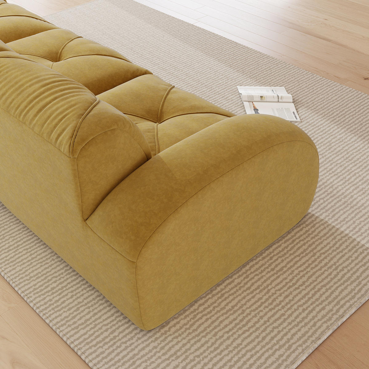 SOFA in Gelb aus Chenille mit flexiblem Sitzkomfort - Gelb, Textil (95/76/204cm) - Flora Grace