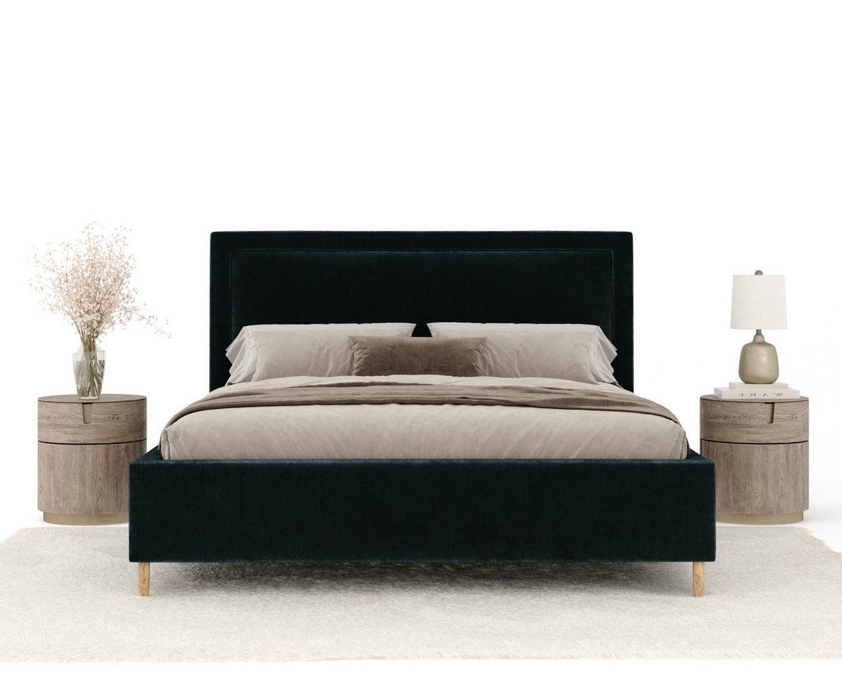 POLSTERBETT Ordina Türkisfarben 140/200 cm im Chenille-Stoff - Türkis/Naturfarben, Holz/Holzwerkstoff (140/200cm) - Maison de Reve