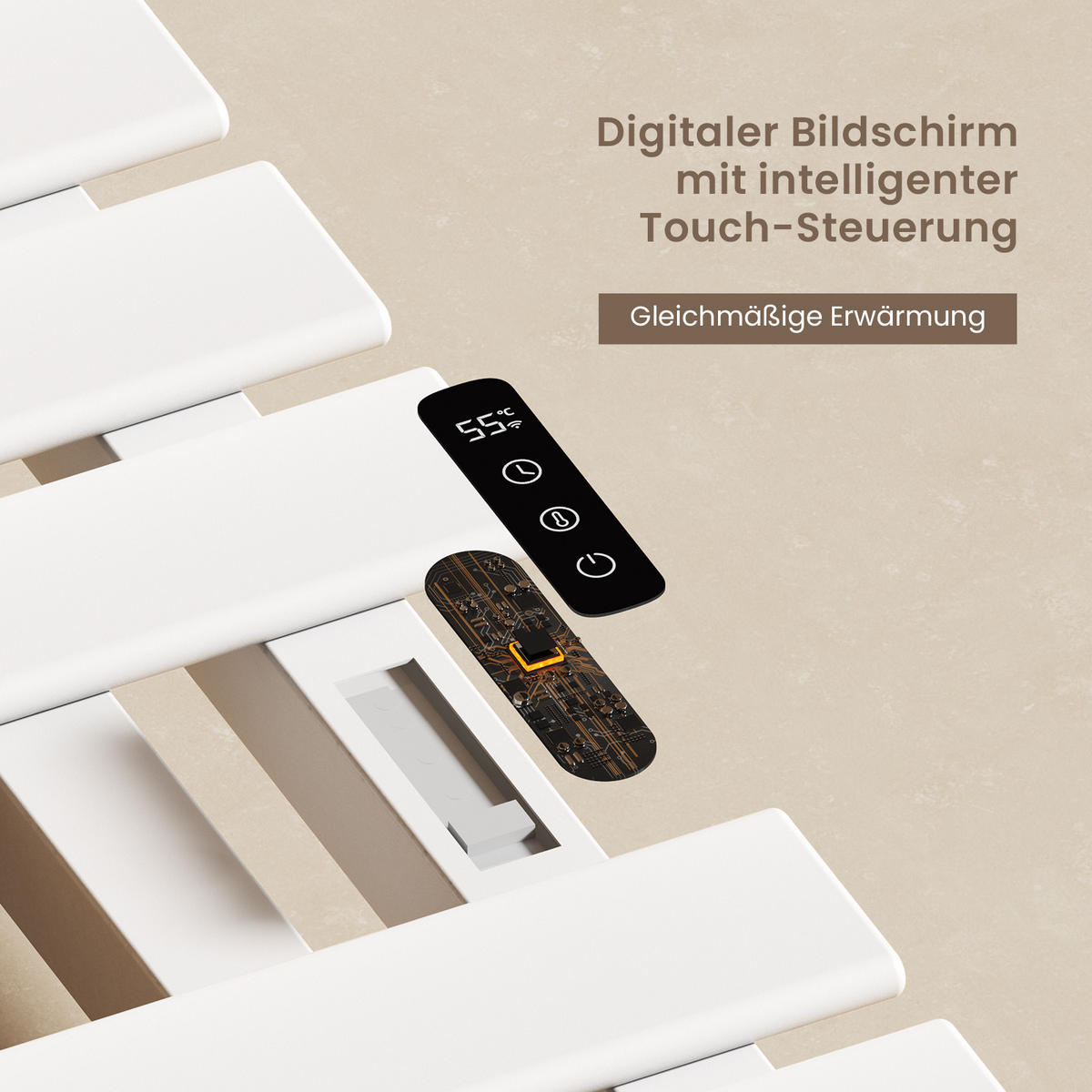 HEIZKÖRPER Elektrisch WLAN Thermostat Weiß Rechtsanschluss 100/50 cm - Weiß, Metall (50/100/11cm) - EMKE