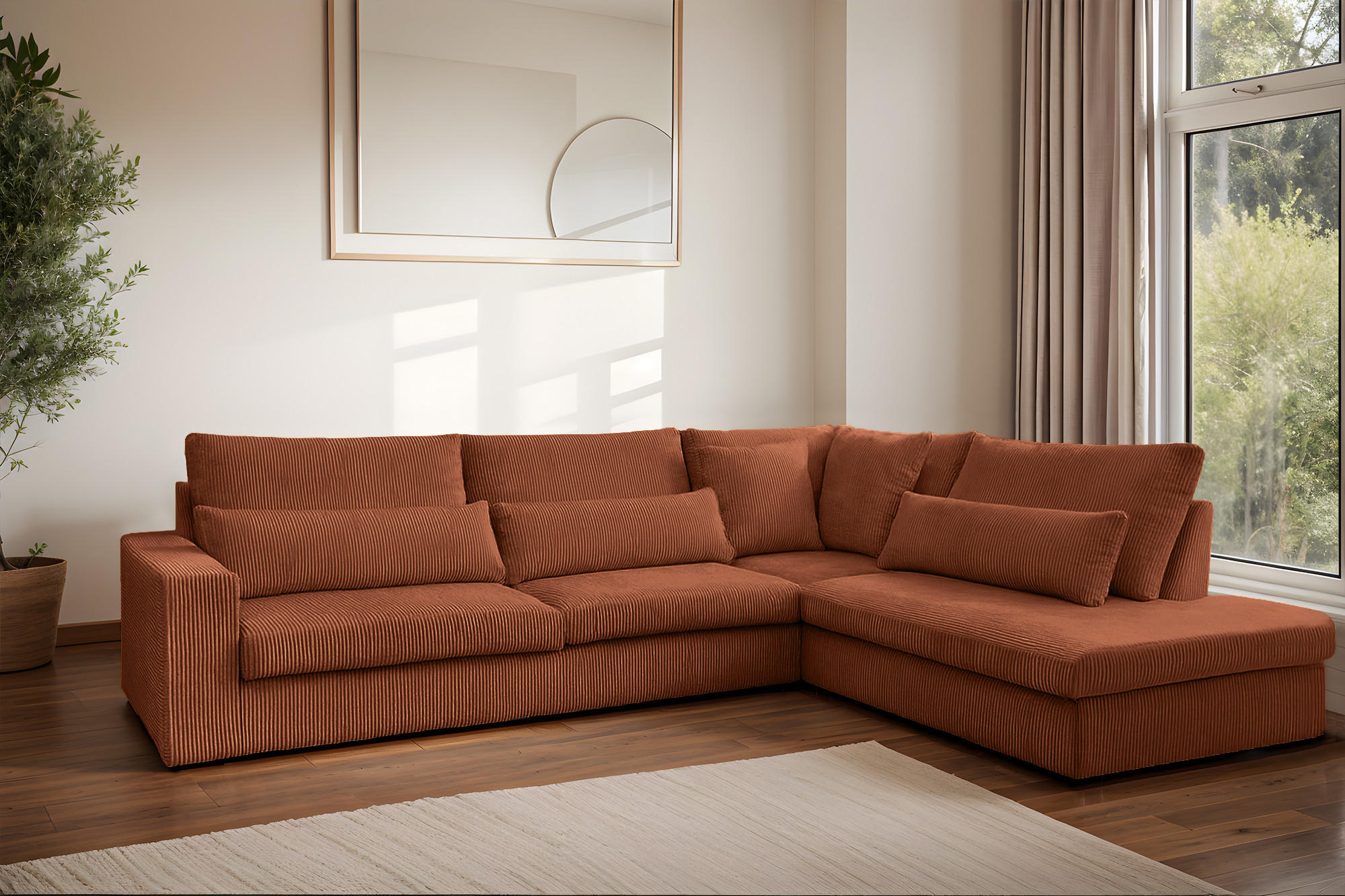 ECKSOFA L-Form SVEN Stoff Poso Kupfer Rechts - Kupferfarben, Textil (315/245cm) - Kaiser Möbel