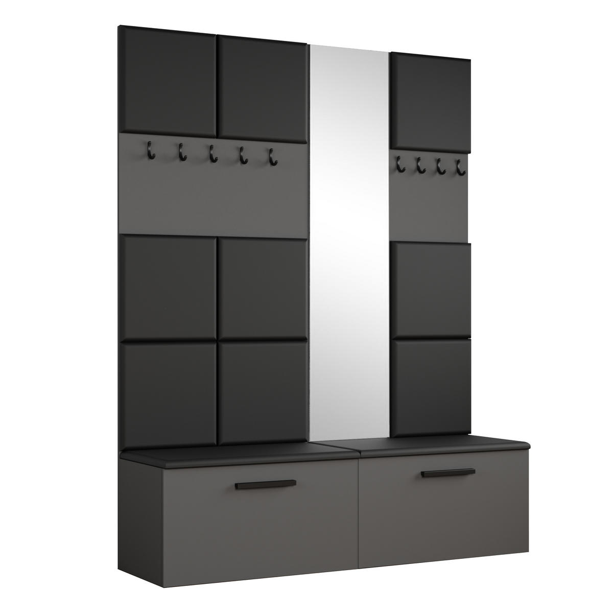 GARDEROBENSCHRANK MODULO 161,2/204/40 cm Modern Garderobe-Set Grau - Schwarz/Grau, Holzwerkstoff (161.2/204/40cm) - MASSENO