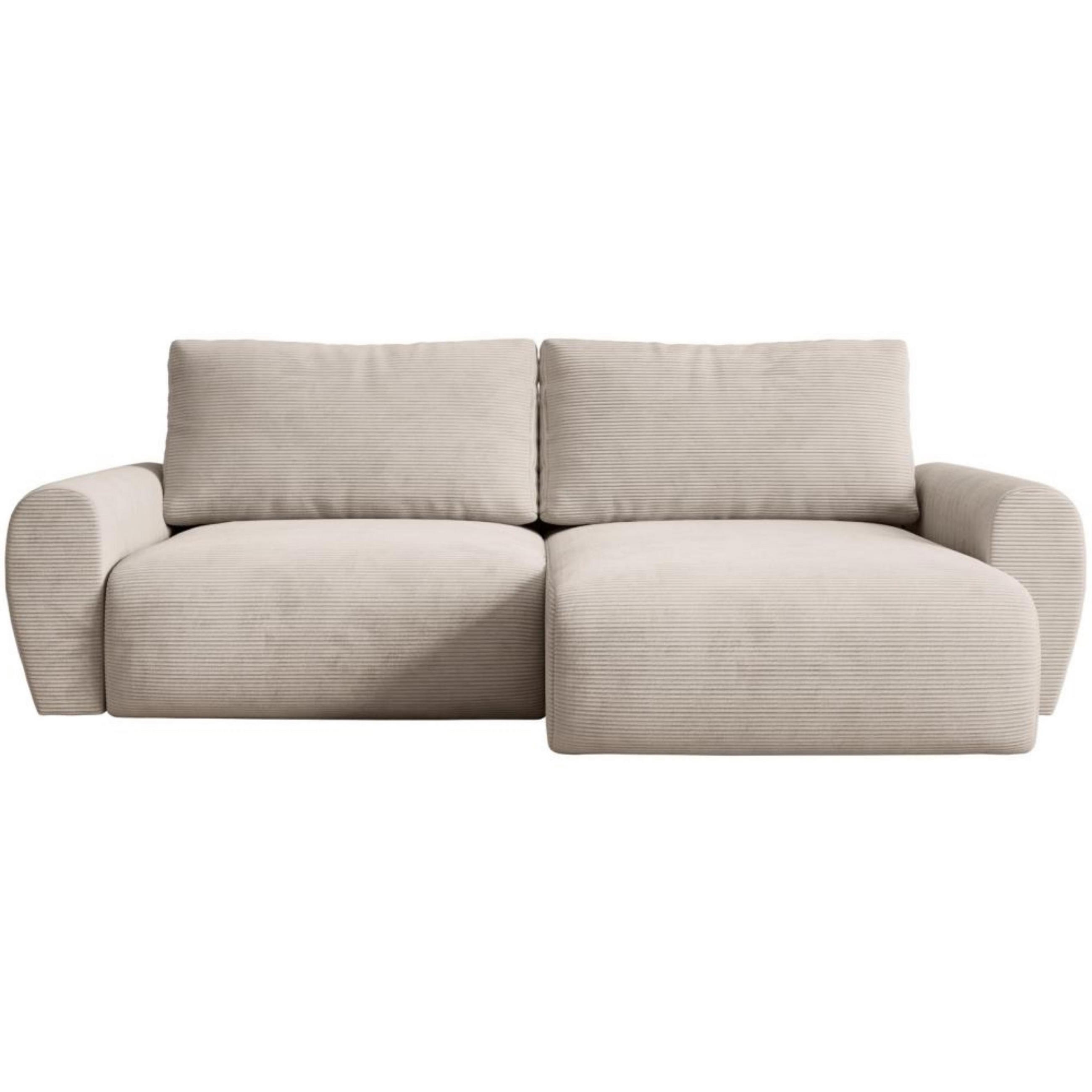 ECKSCHLAFSOFA Poss L beige rechts - Beige, Textil (253/153cm) - Beautysofa