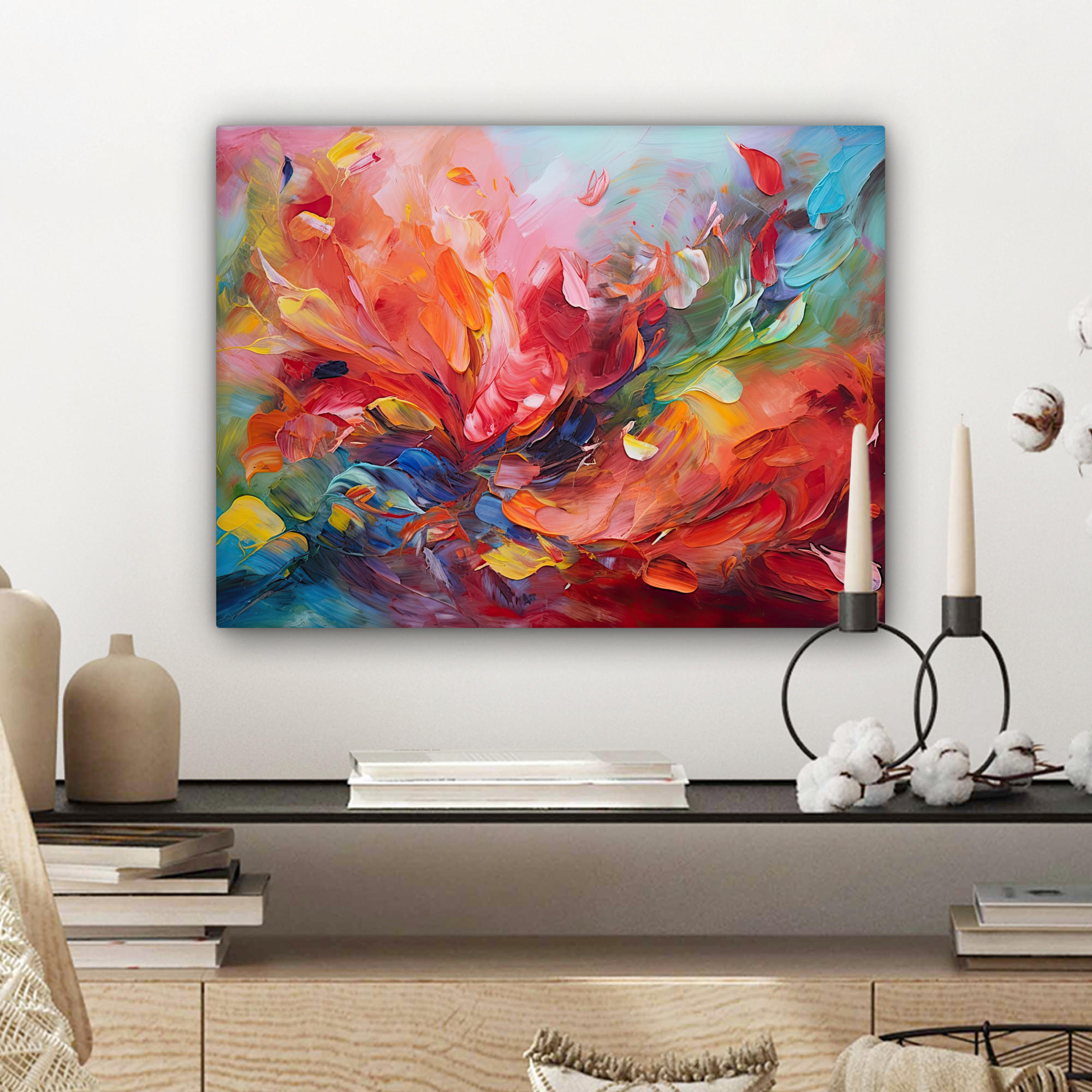 LEINWANDBILD Ölgemälde - Kunst - Abstrakt - Farbenfroh 40x30 cm - Altrosa, Textil (40/30cm) - MuchoWow
