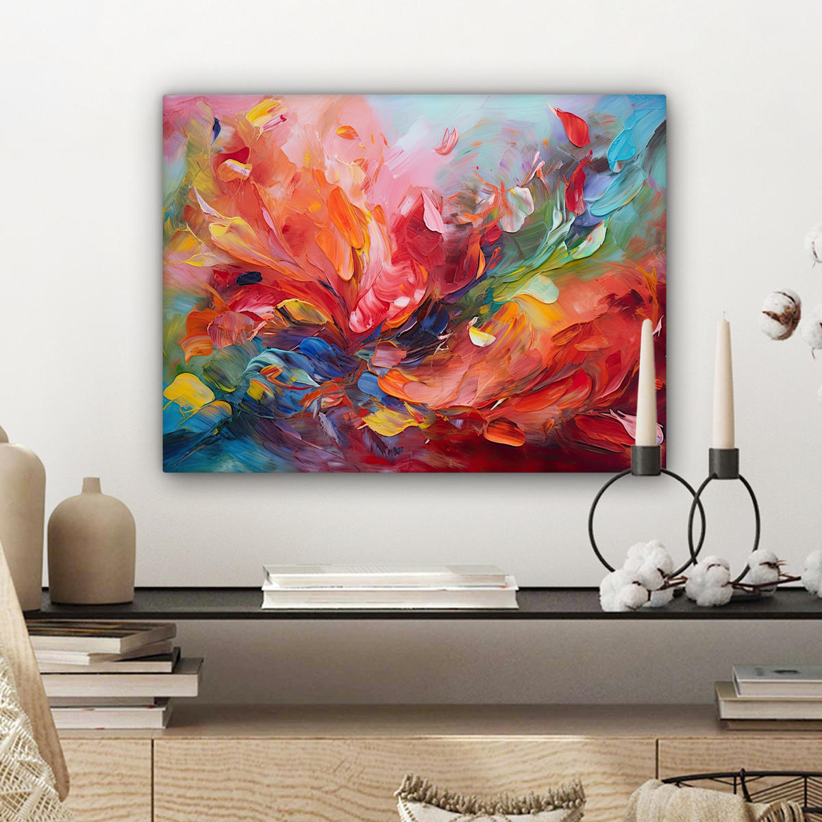 LEINWANDBILD Ölgemälde - Kunst - Abstrakt - Farbenfroh 40x30 cm - Altrosa, Textil (40/30cm) - MuchoWow