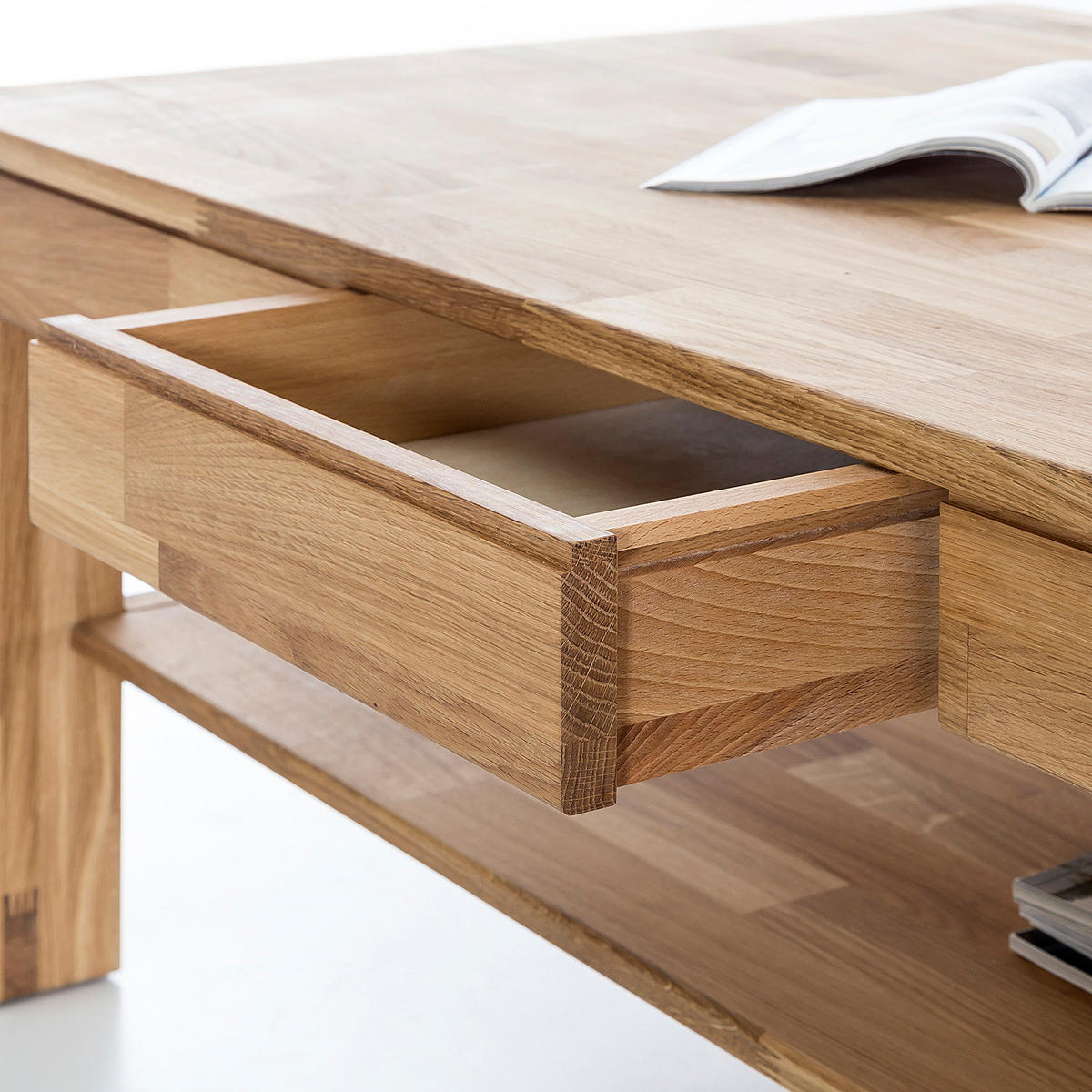 MASSIVER COUCHTISCH - Eiche - Braun, Holz/Holzwerkstoff (70/115/46cm) - home24