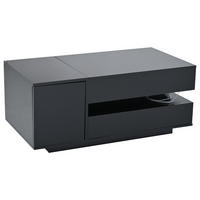 COUCHTISCH DE-195 Schwarz mit Hebefunktion und LED - Schwarz, Holzwerkstoff (50/95/40cm) - ComfortXL