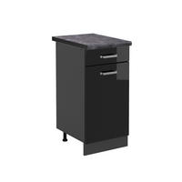 KÜCHENUNTERSCHRANK R-Line Schwarz Hochglanz 40 cm, AP Anthrazit - Schwarz Hochglanz/Anthrazit, Holzwerkstoff (40/81.6/60cm) - Vicco