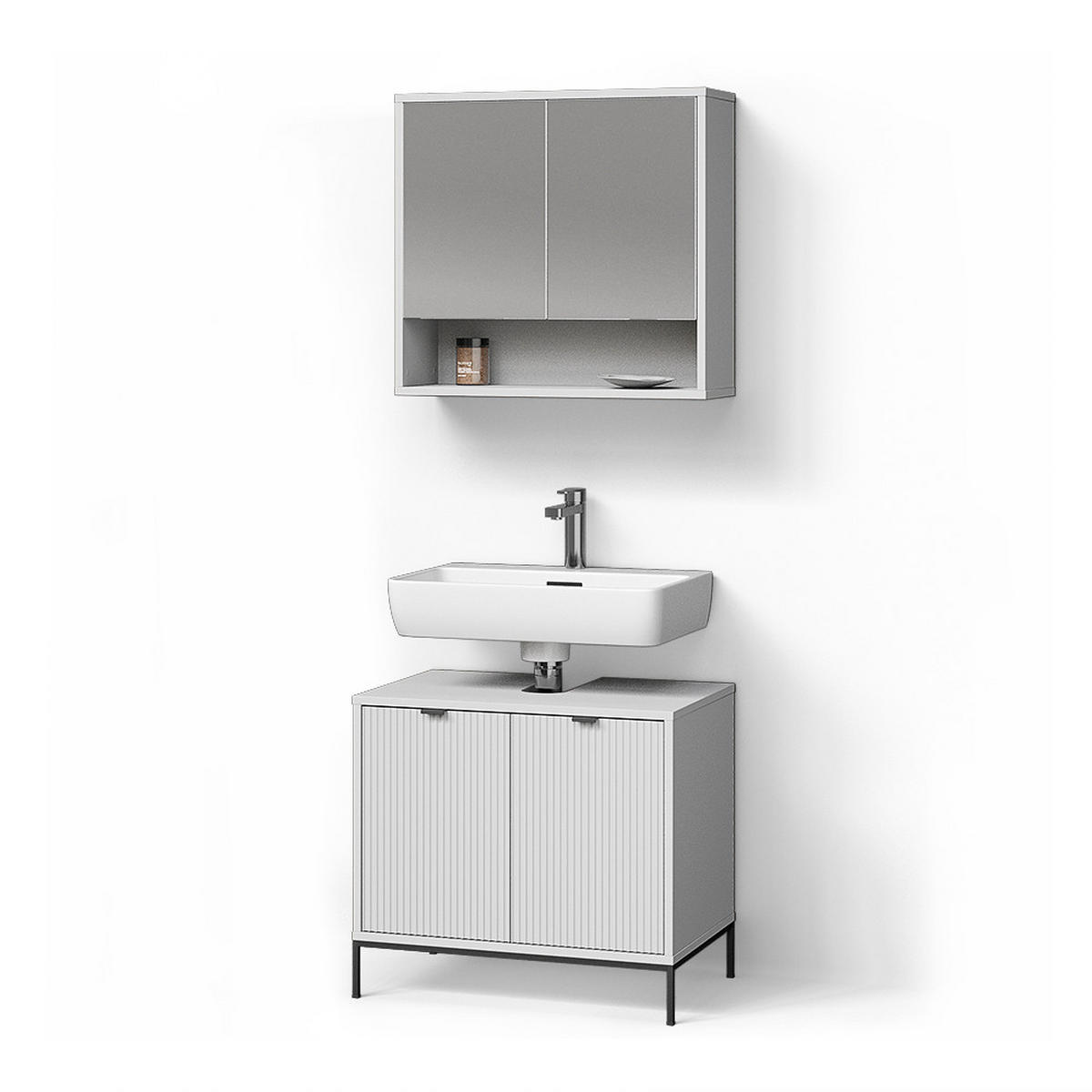 BADMÖBEL-SET ATERNO Weiß 2 Teile - Weiß, Holzwerkstoff (70/63/45cm) - Livinity®