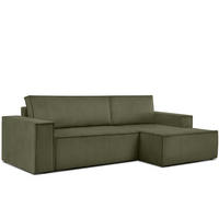 ECKSCHLAFSOFA-RECHTS NAPI in Pet Friendly Cord-Stoff, oliv - Schwarz/Olivgrün, Textil (262/148cm) - KONSIMO®