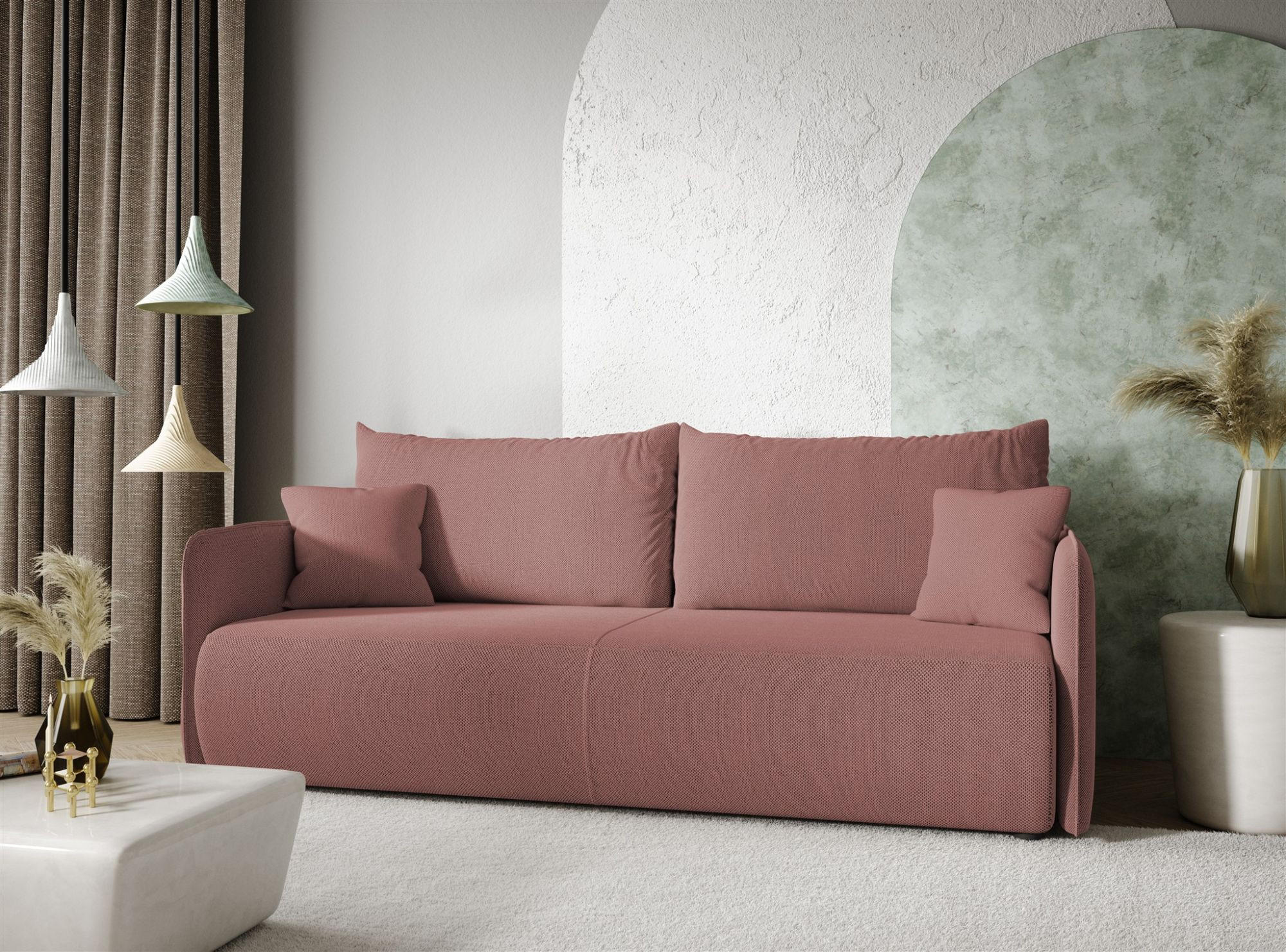 SCHLAFSOFA Calgary - Rosa, Holzwerkstoff/Textil (216/86/105cm) - Fun Möbel