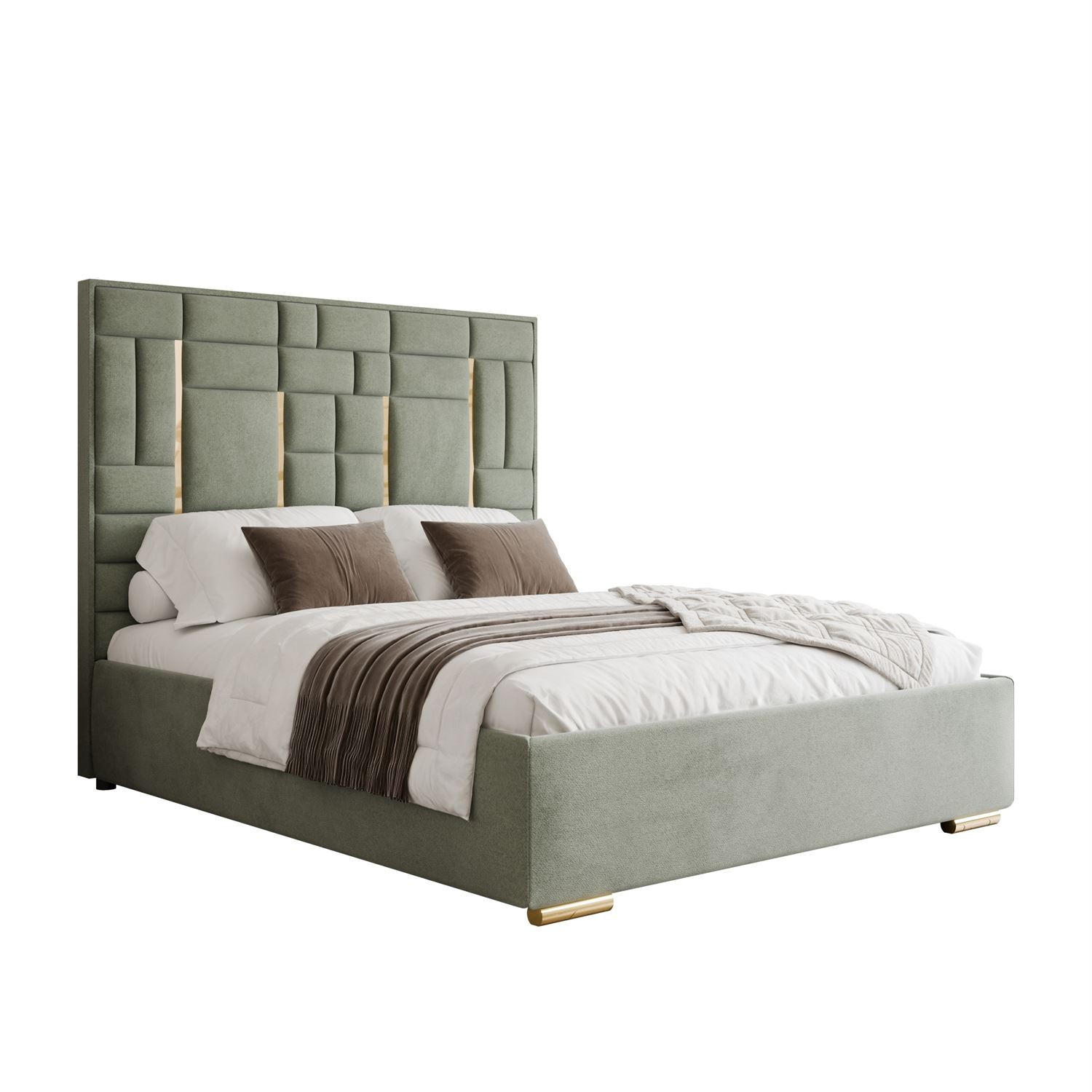 POLSTERBETT BRIGITTE GOLD mit Bettkasten 180x200 cm Element 11 - Grün, Textil (180/200cm) - Lookway