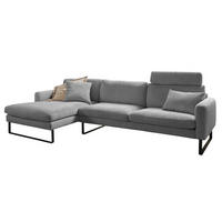 ECKSOFA RICARDA Grau Cord - Schwarz/Grau, Textil/Metall (298/154cm) - KAWOLA