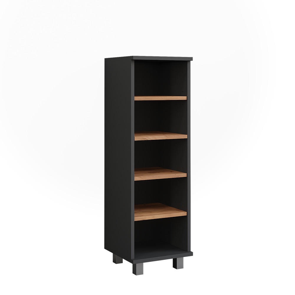 DULAP MIDI Ilias Stejar antracit/Goldkraft 30.2x95 cm cu 5 compartimente deschise