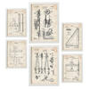 POSTER Set Mit 6 Plakaten Mit Messwerkzeug Patenten Im Vintage Stil A3 & A4 Weißer Rahmen - Weiß, Papier (29/3cm) - Nacnic