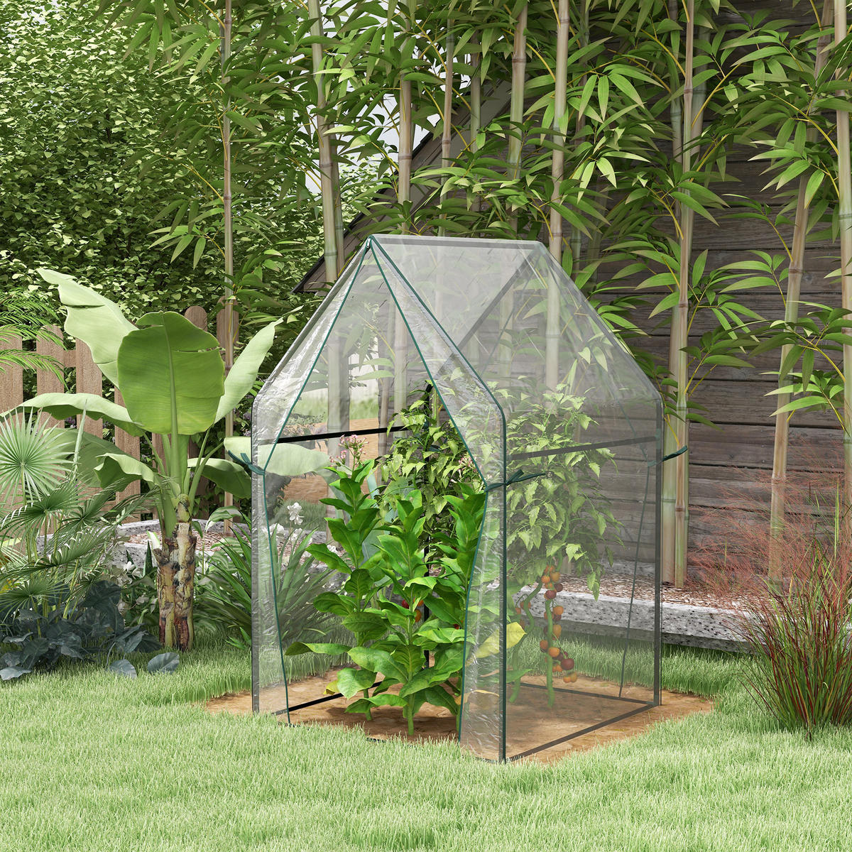 FOLIENGEWÄCHSHAUS, Transparent, Stahl, Kunststoff - Transparent, Metall (90/145/90cm) - Outsunny