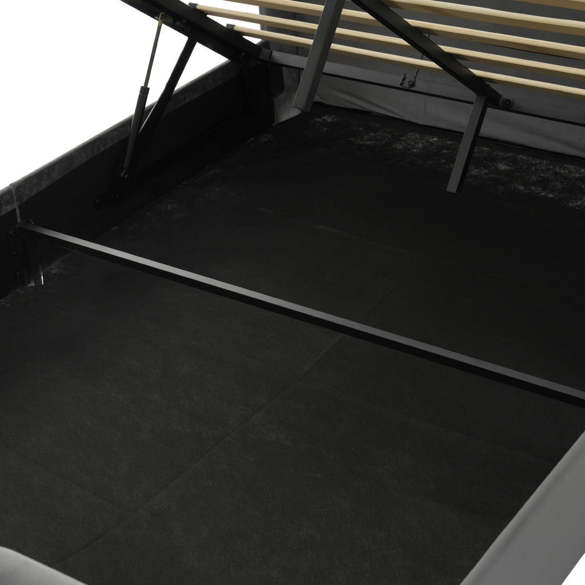 POLSTERBETT aus Samt 140x190 cm Grau mit LED-Beleuchtung, USB- und USB-C-Anschlüssen und Bettkasten - Grau, Textil (140/190cm) - IVMEU