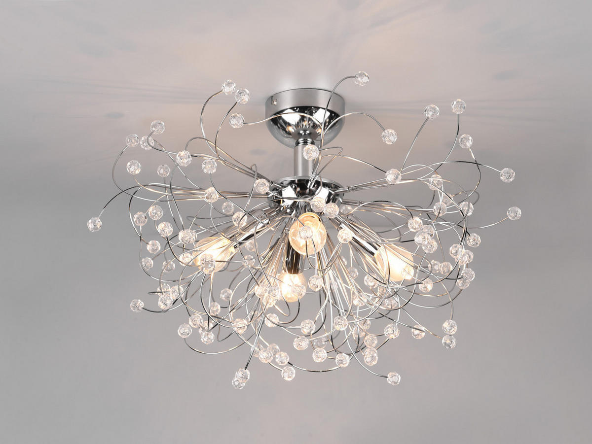 LED-DECKENLAMPE Silber Ø55cm, Gold Kristall - Chromfarben/Transparent, Kunststoff/Metall (55/55/35cm) - meineWunschleuchte