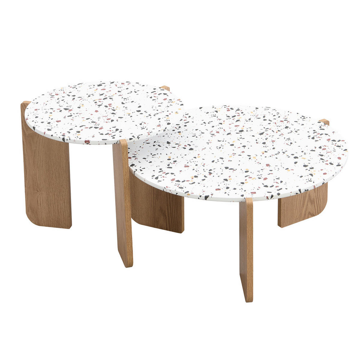COUCHTISCH Set 2-tlg Zusammensetzbar Modern Balkon Wohnzimmer Beistelltisch - Braun, Holz (81/79/12cm) - FLIEKS