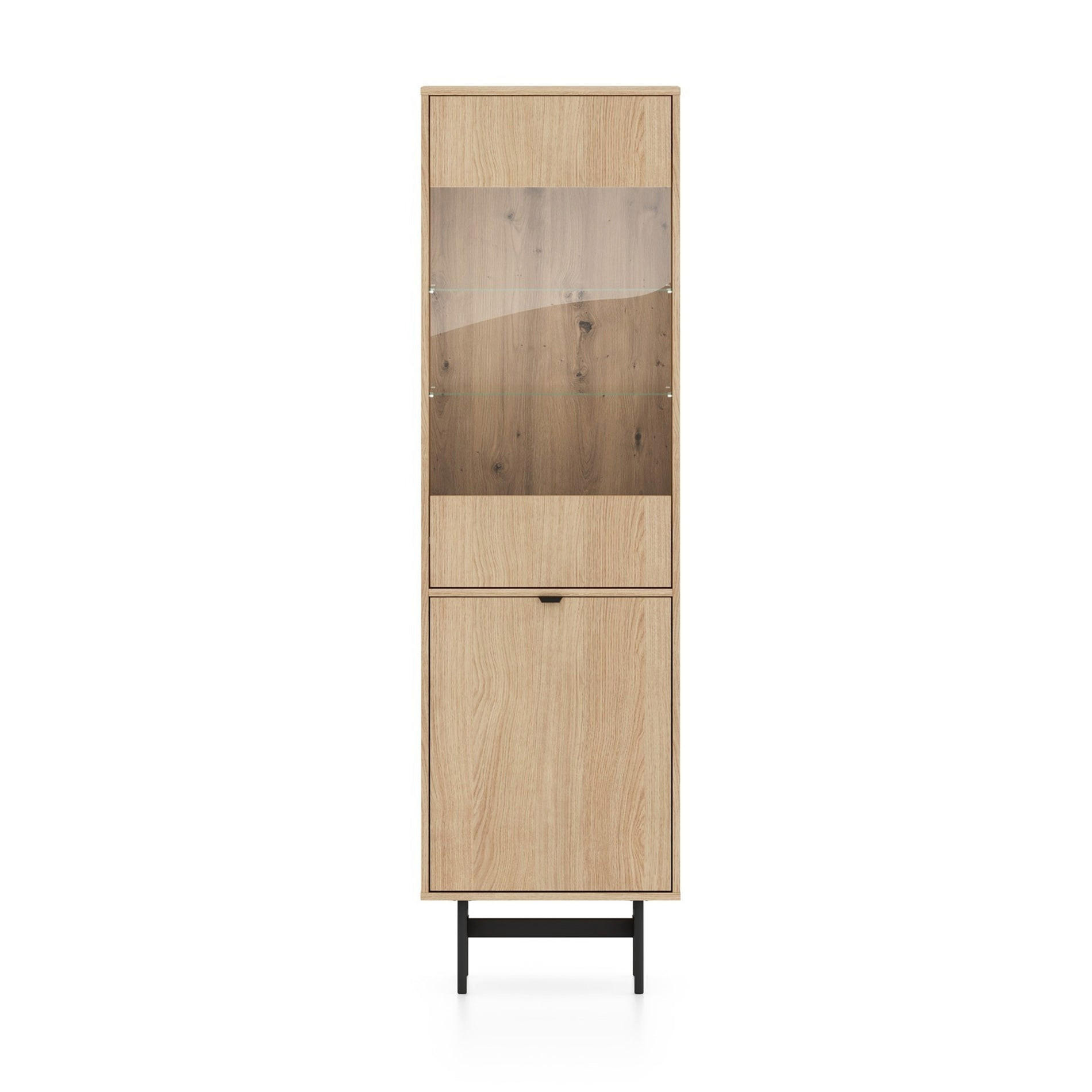 VITRINE Heggers Eiche Mavelie 54 cm - Eichefarben/Schwarz, Holzwerkstoff/Metall (54.3/169.6/40cm) - Selsey