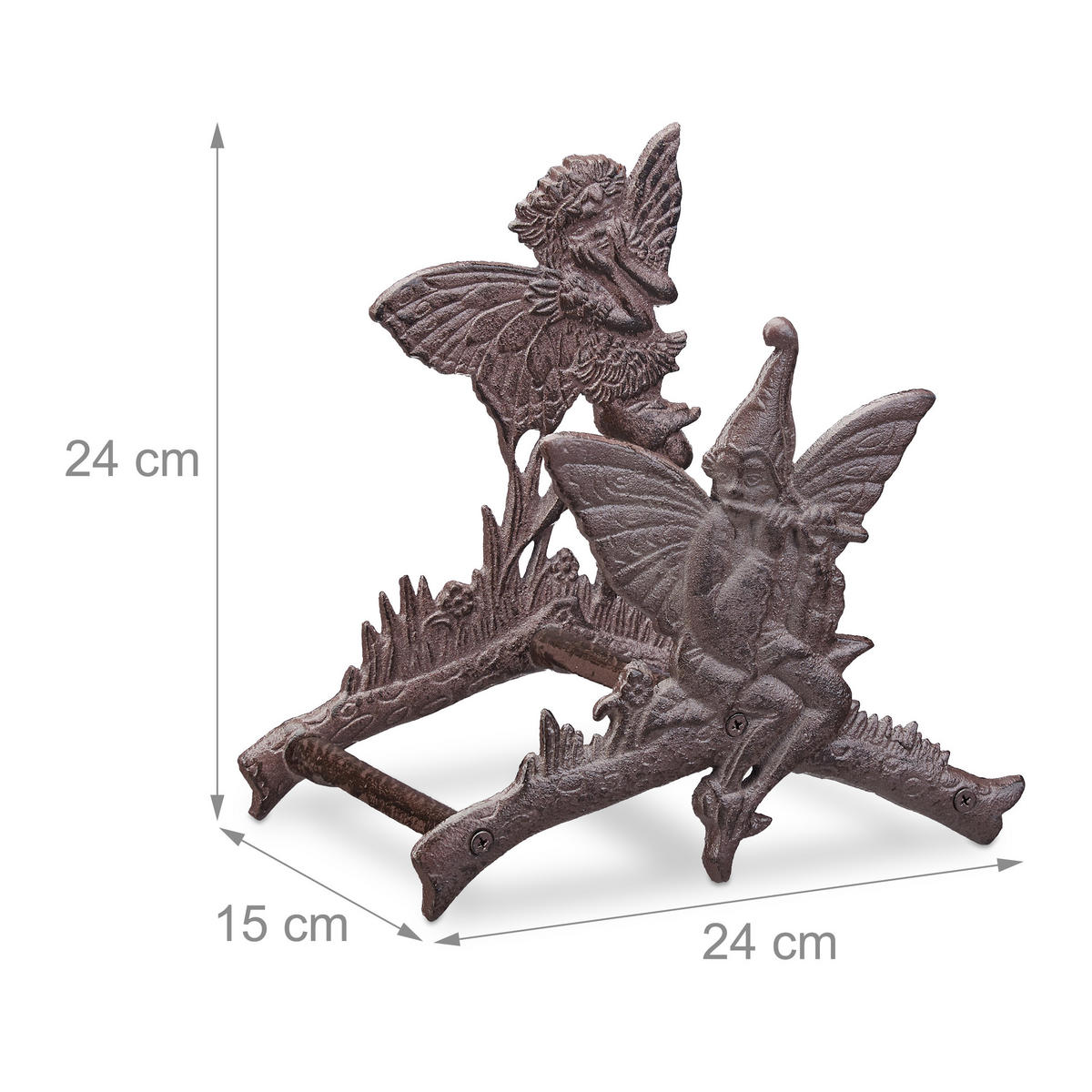 SCHLAUCHHALTER - Braun, Metall (24/24/15cm) - Relaxdays
