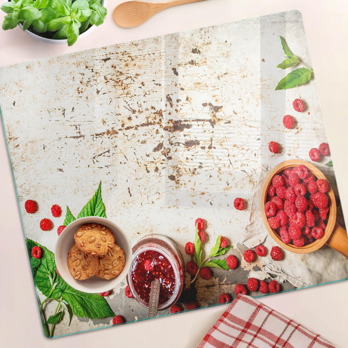 GLASPLATTE 60x52 cm Himbeermarmelade - Rot, Glas (60/0.4/52cm) - TULUP