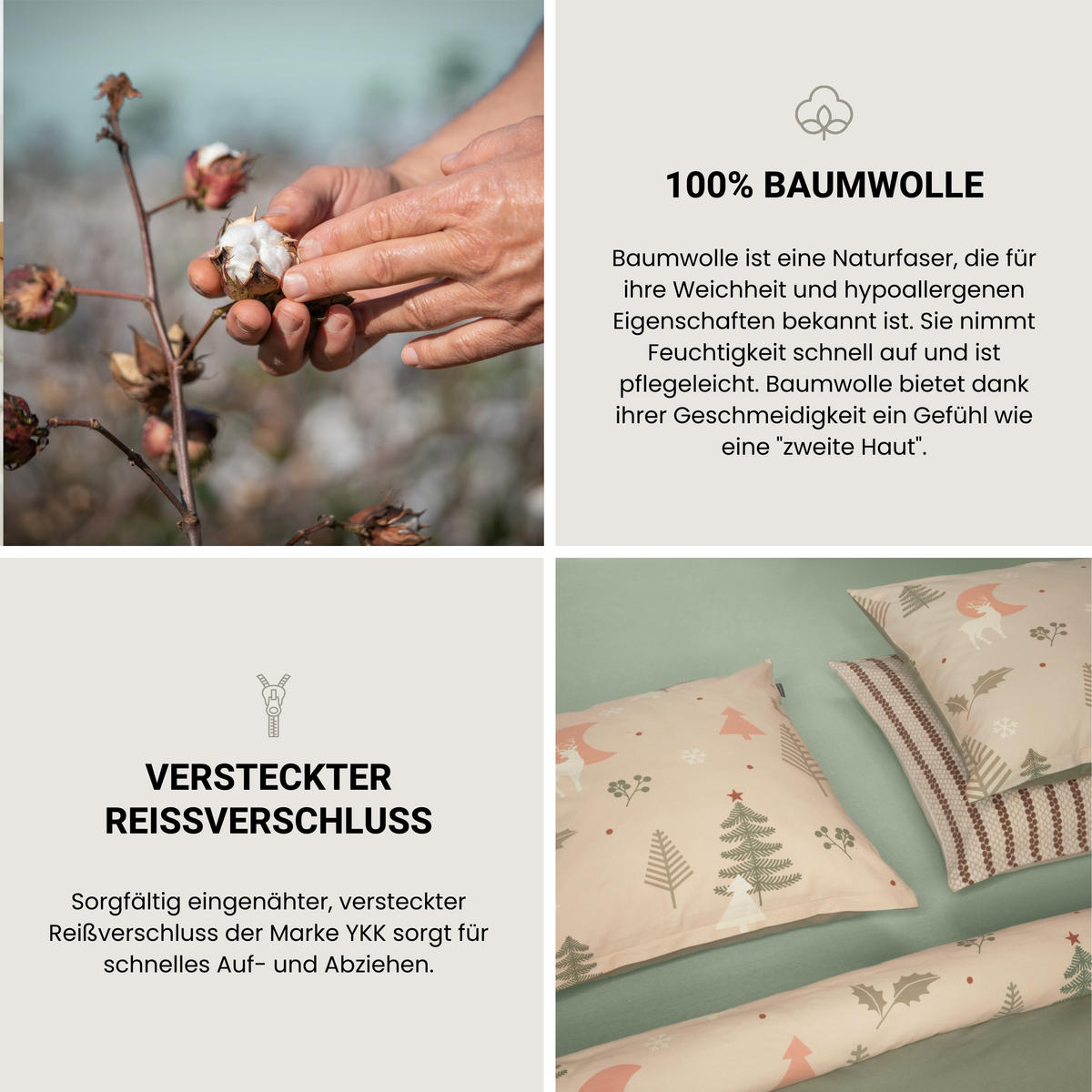 BETTWÄSCHESET Uma - Feinbiber - 2-teilig - 155 x 220 cm - Sand - Sandfarben, Textil (155/220cm) - SCHIESSER