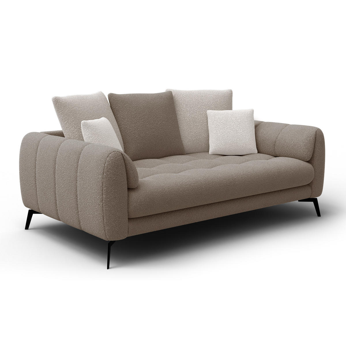 SOFA CALME 2,5-Sitzer, beige und écru - Beige, Holz/Textil (199/92/108cm) - Courtois Laville